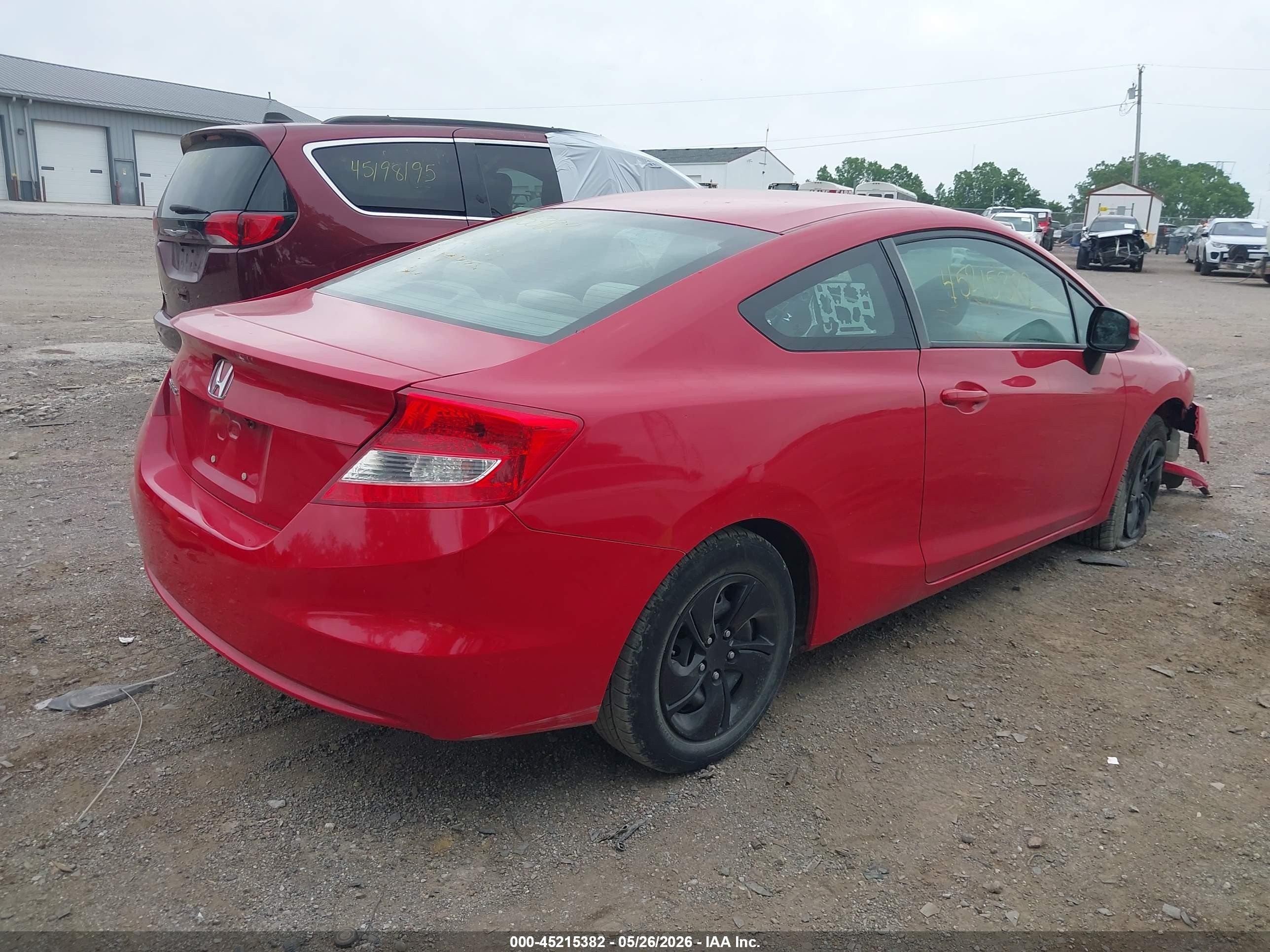 2013 Honda Civic Lx Red vin: 2HGFG3B52DH523393