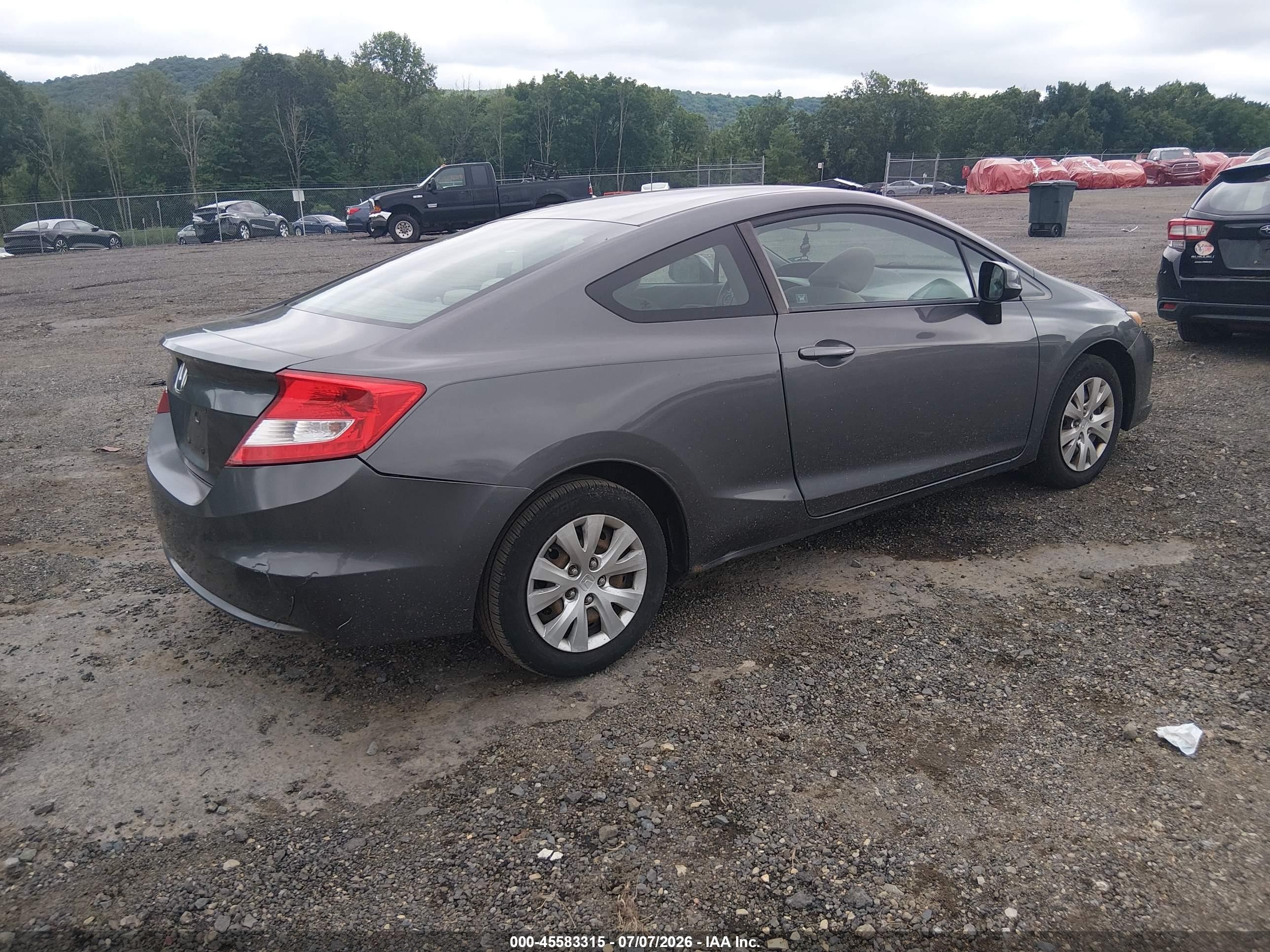 2012 Honda Civic Lx Gray vin: 2HGFG3B53CH549404
