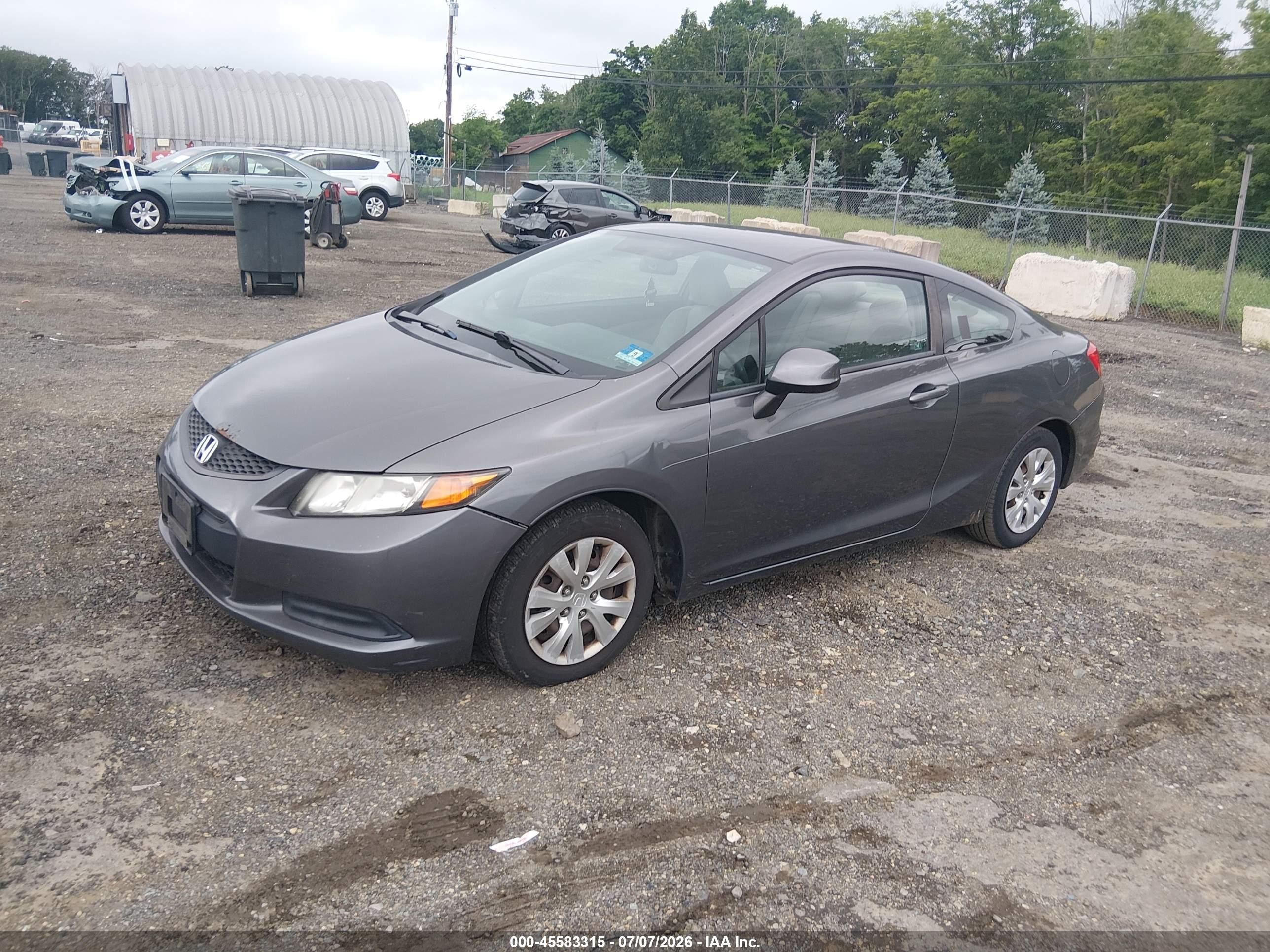 2012 Honda Civic Lx Gray vin: 2HGFG3B53CH549404