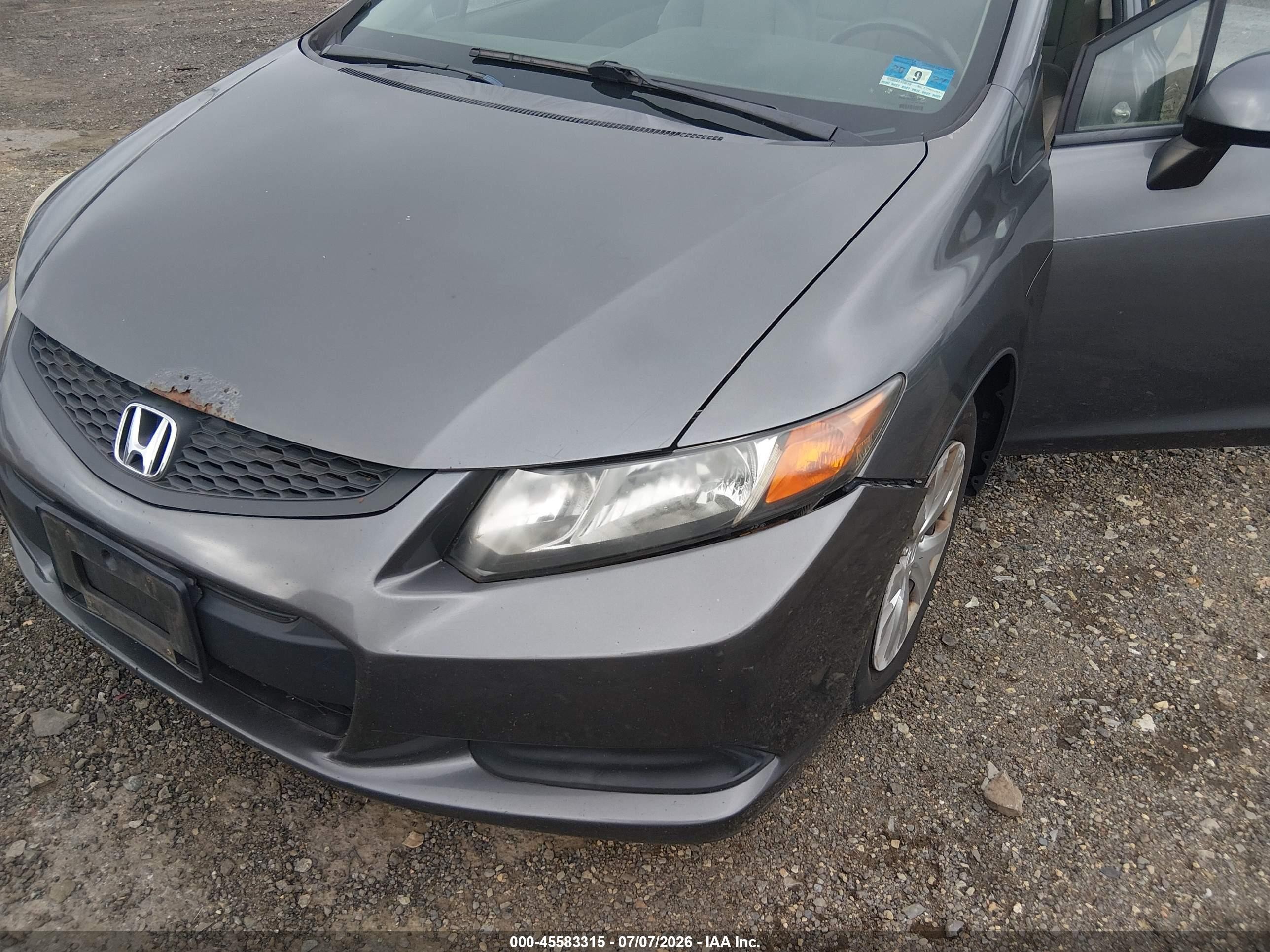 2012 Honda Civic Lx Gray vin: 2HGFG3B53CH549404