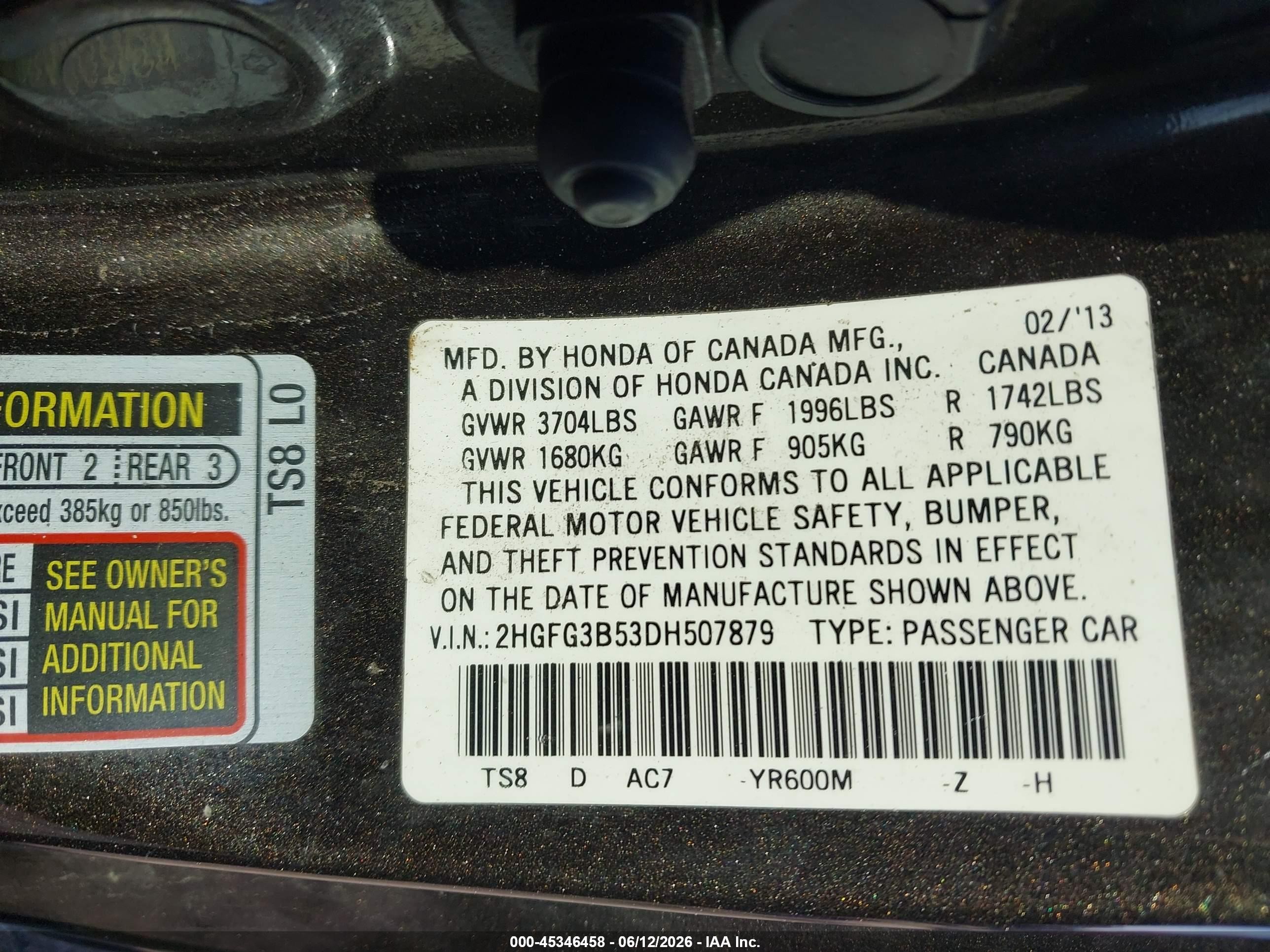 2013 Honda Civic Lx Brown vin: 2HGFG3B53DH507879