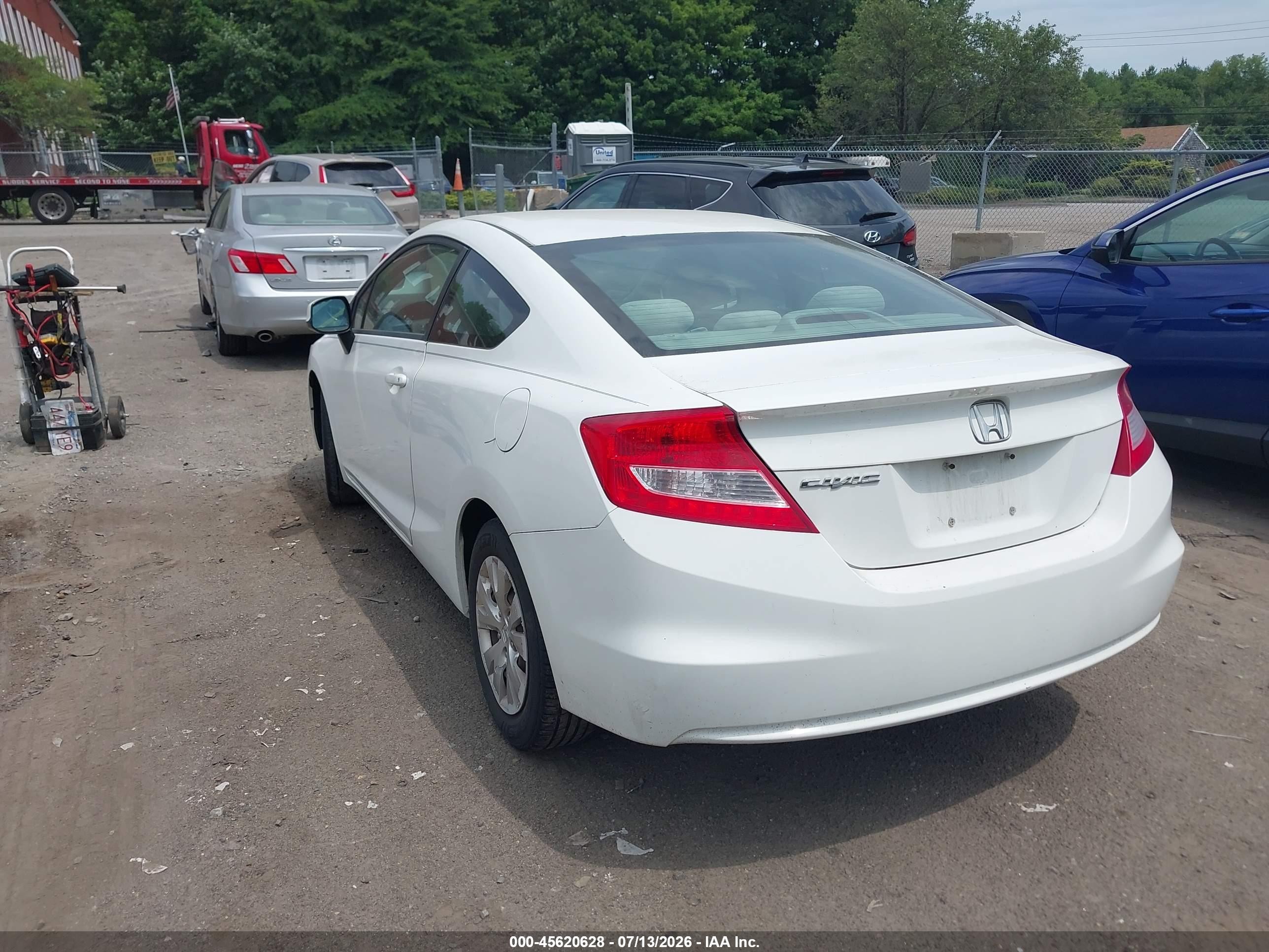 2012 Honda Civic Lx White vin: 2HGFG3B54CH512426