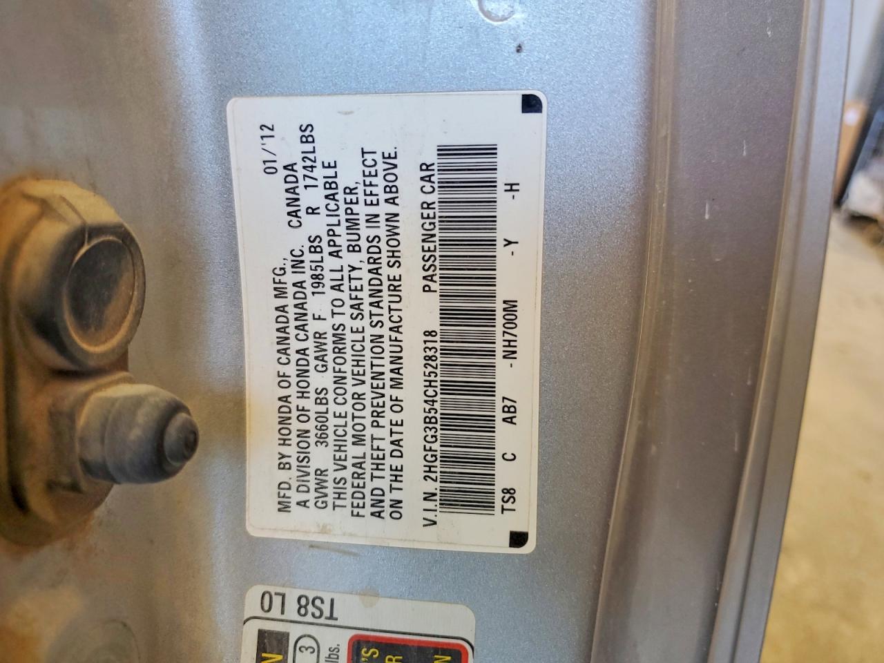 2012 Honda Civic Lx Silver vin: 2HGFG3B54CH528318
