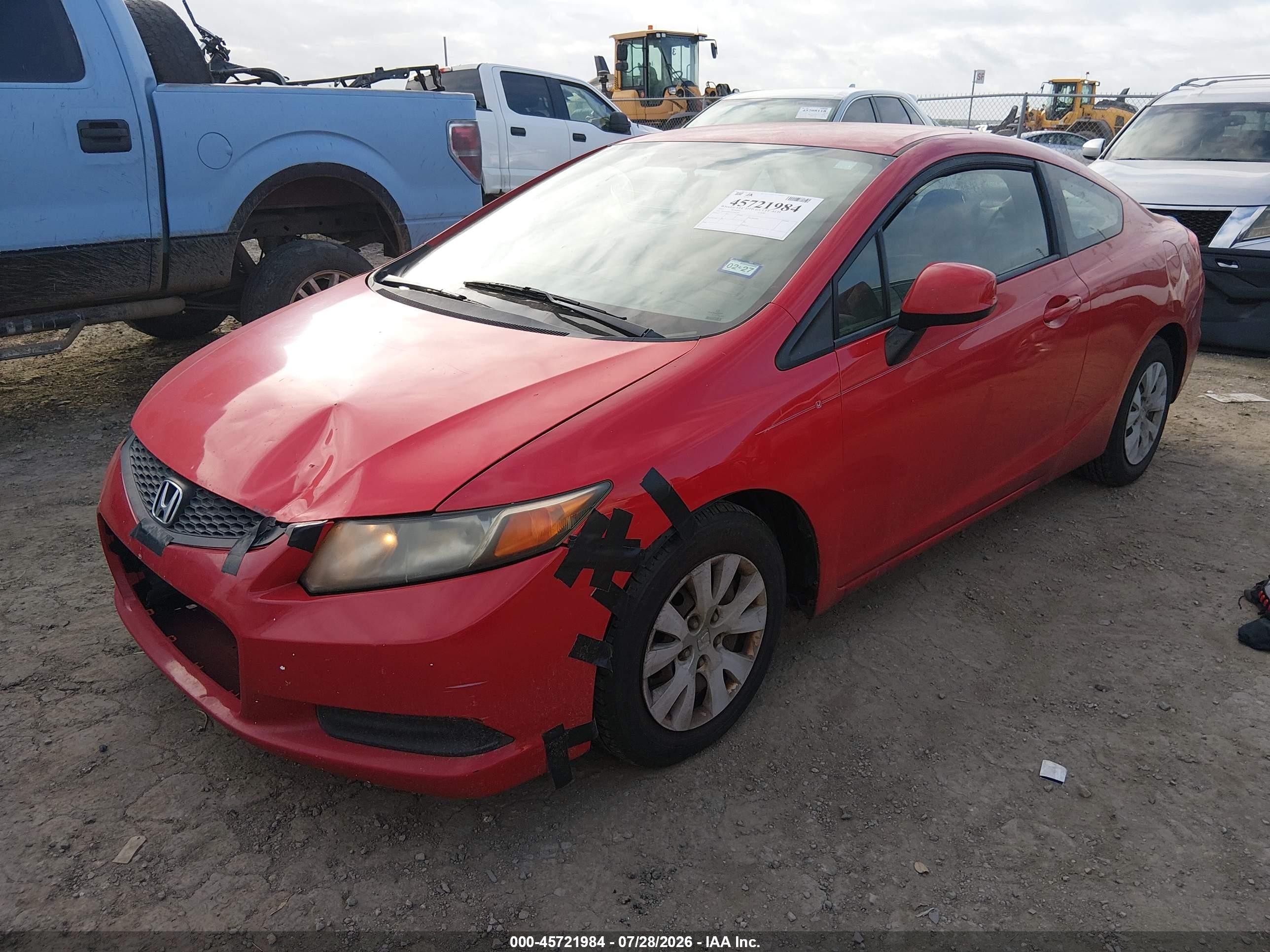 2012 Honda Civic Lx Красный vin: 2HGFG3B54CH562209