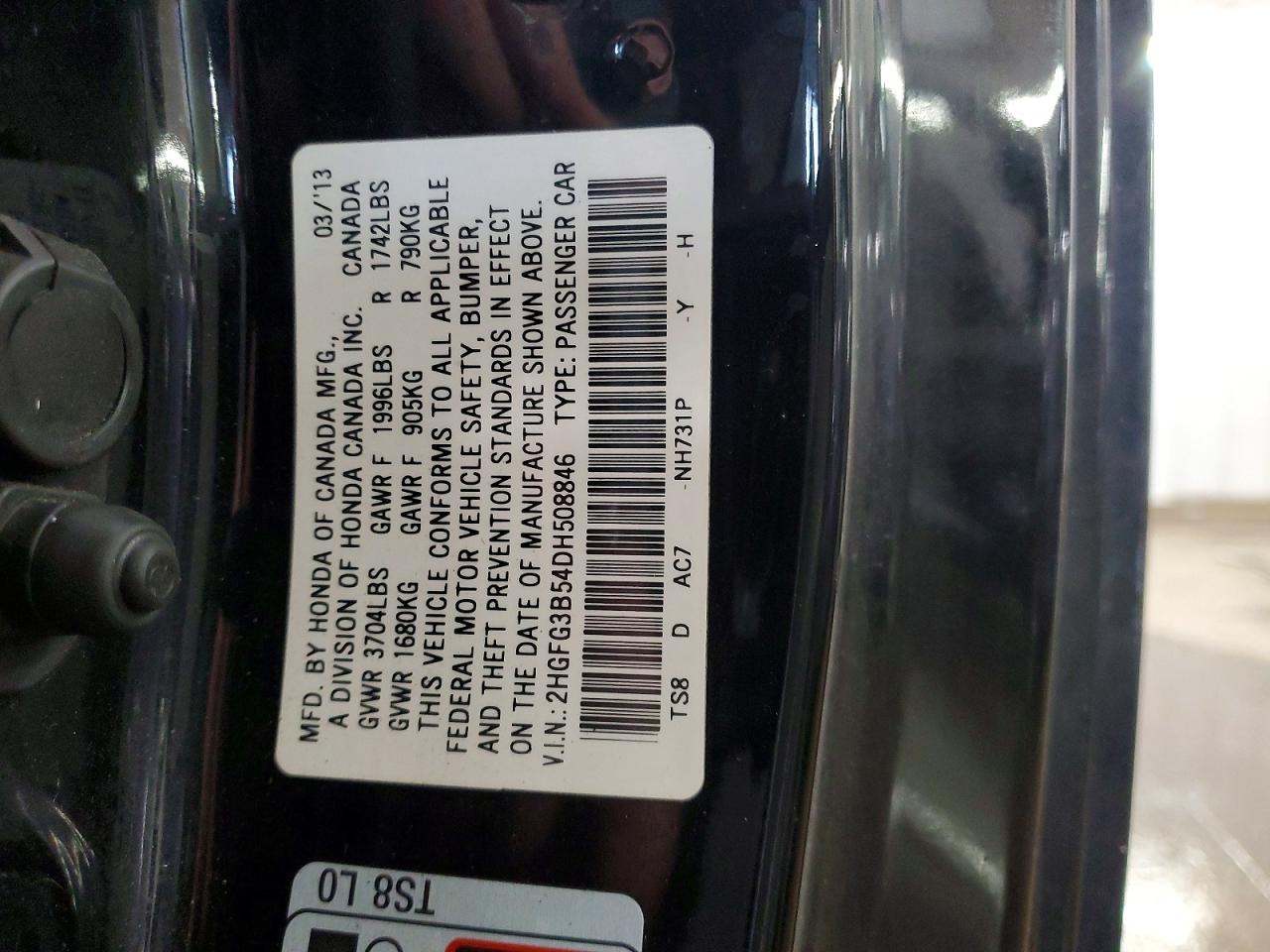 2013 Honda Civic Lx Black vin: 2HGFG3B54DH508846