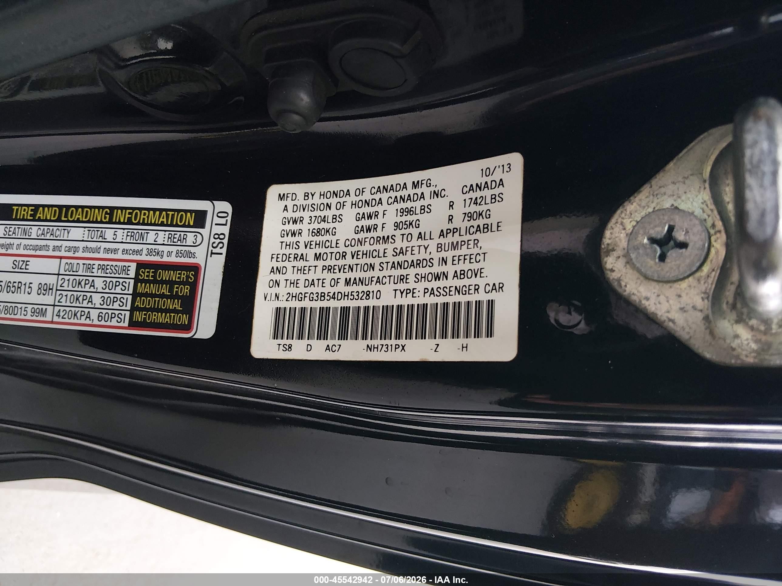 2013 Honda Civic Lx Black vin: 2HGFG3B54DH532810