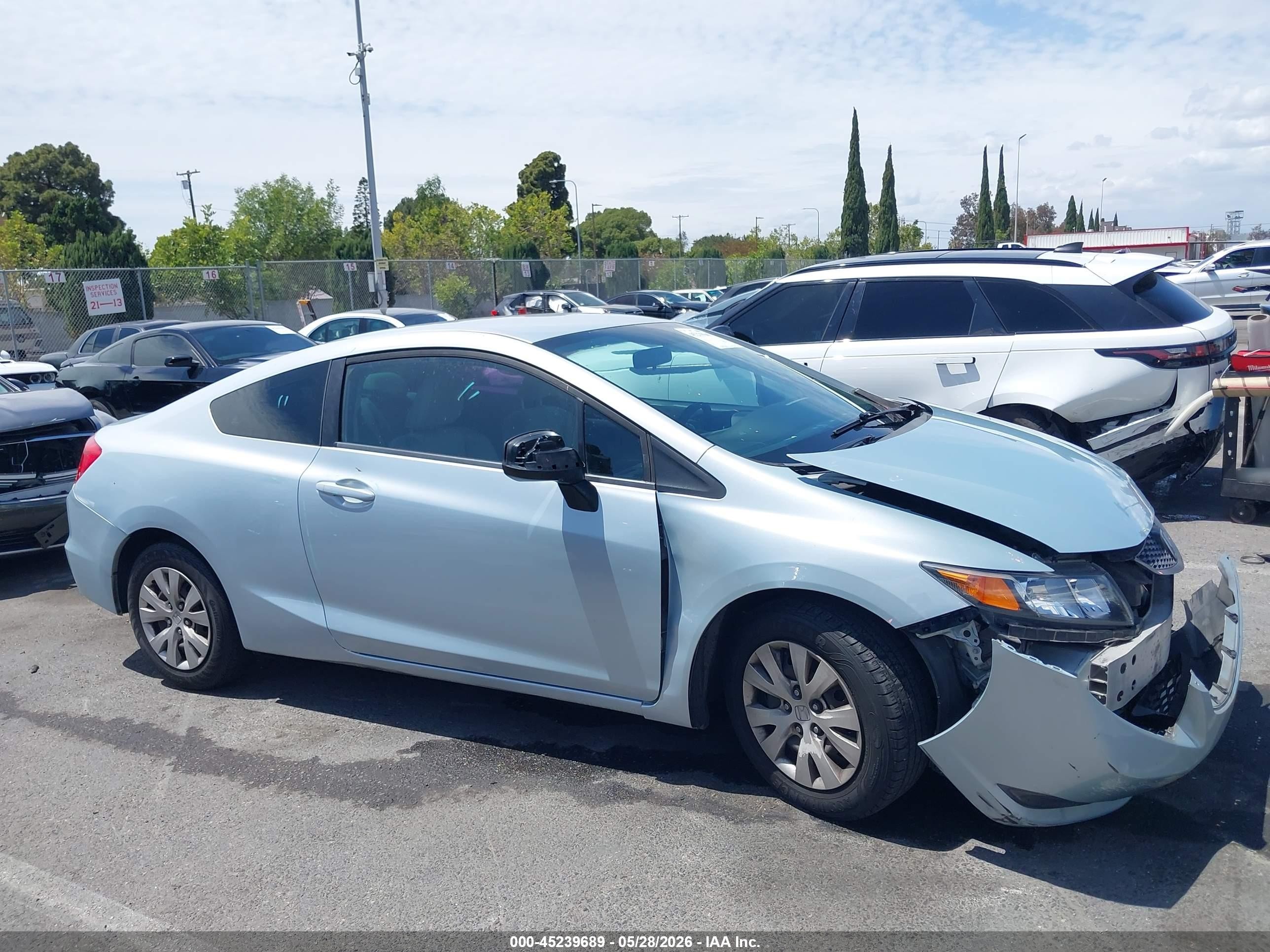 2012 Honda Civic Lx Light Blue vin: 2HGFG3B55CH513410