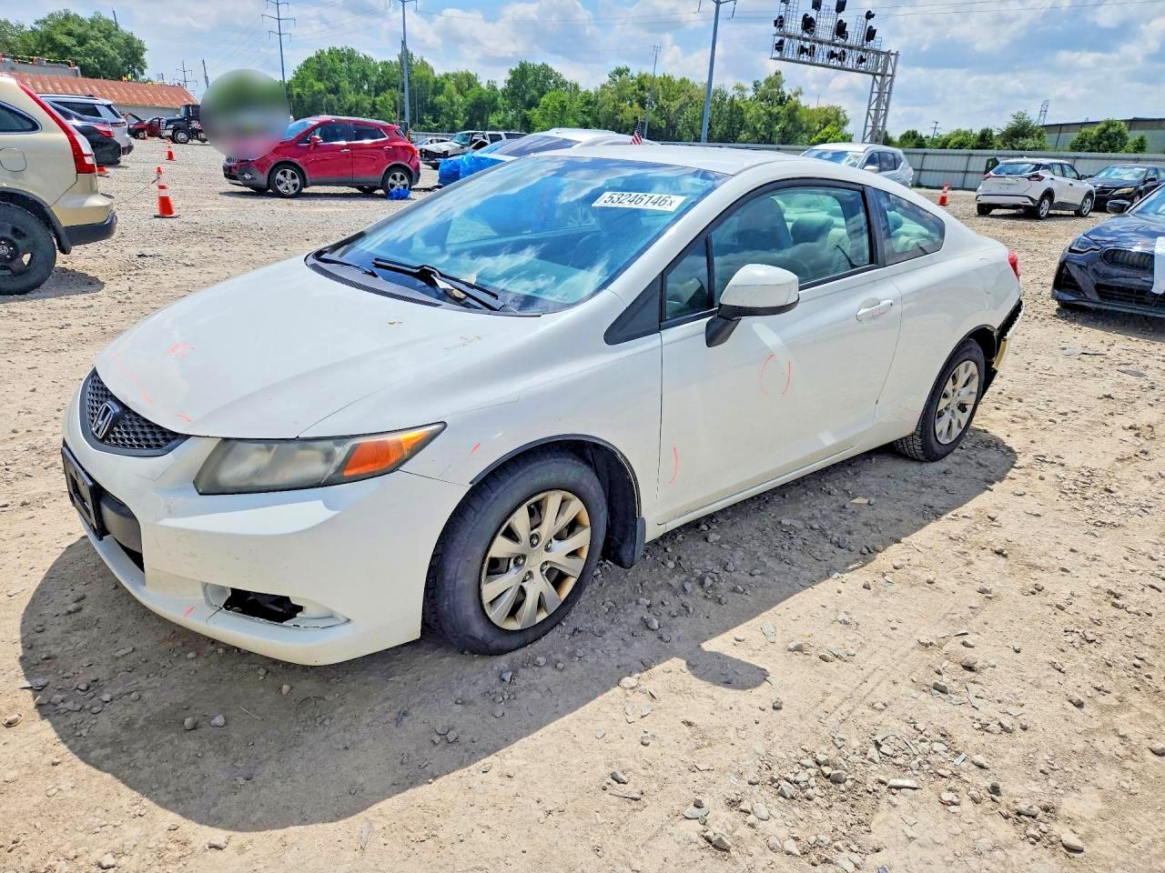 2012 Honda Civic Lx White vin: 2HGFG3B55CH547699