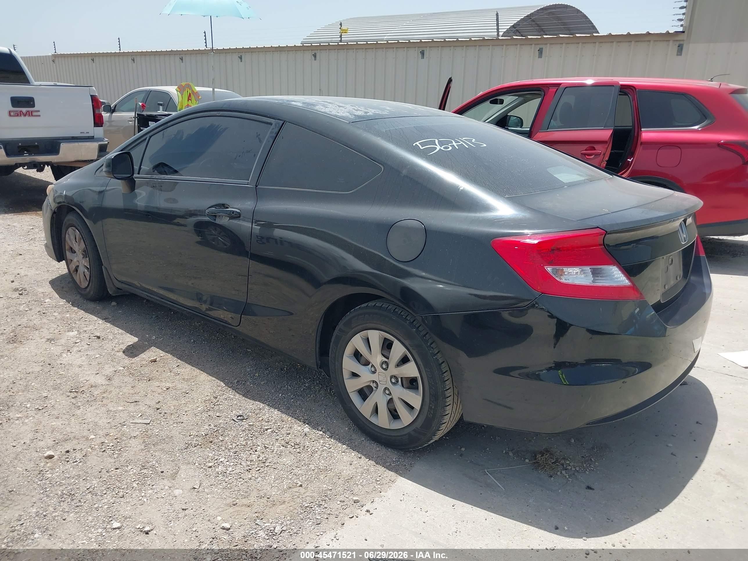 2012 Honda Civic Lx Black vin: 2HGFG3B55CH567113