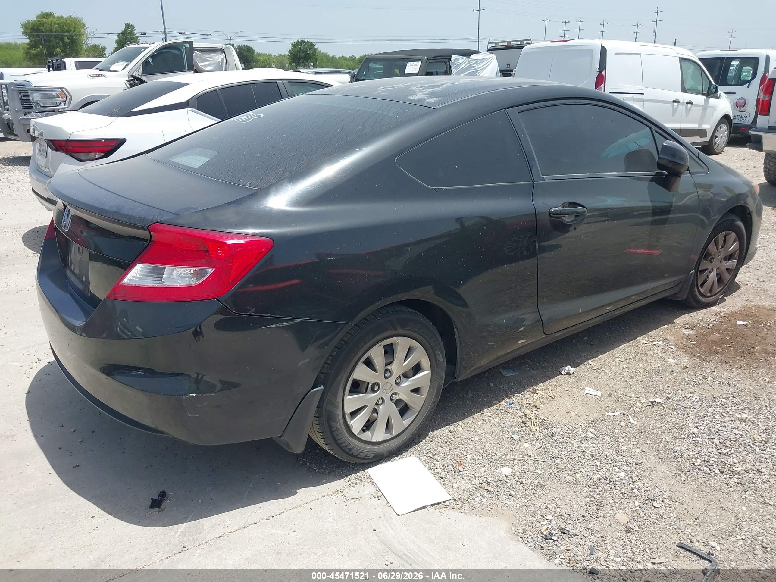 2012 Honda Civic Lx Black vin: 2HGFG3B55CH567113