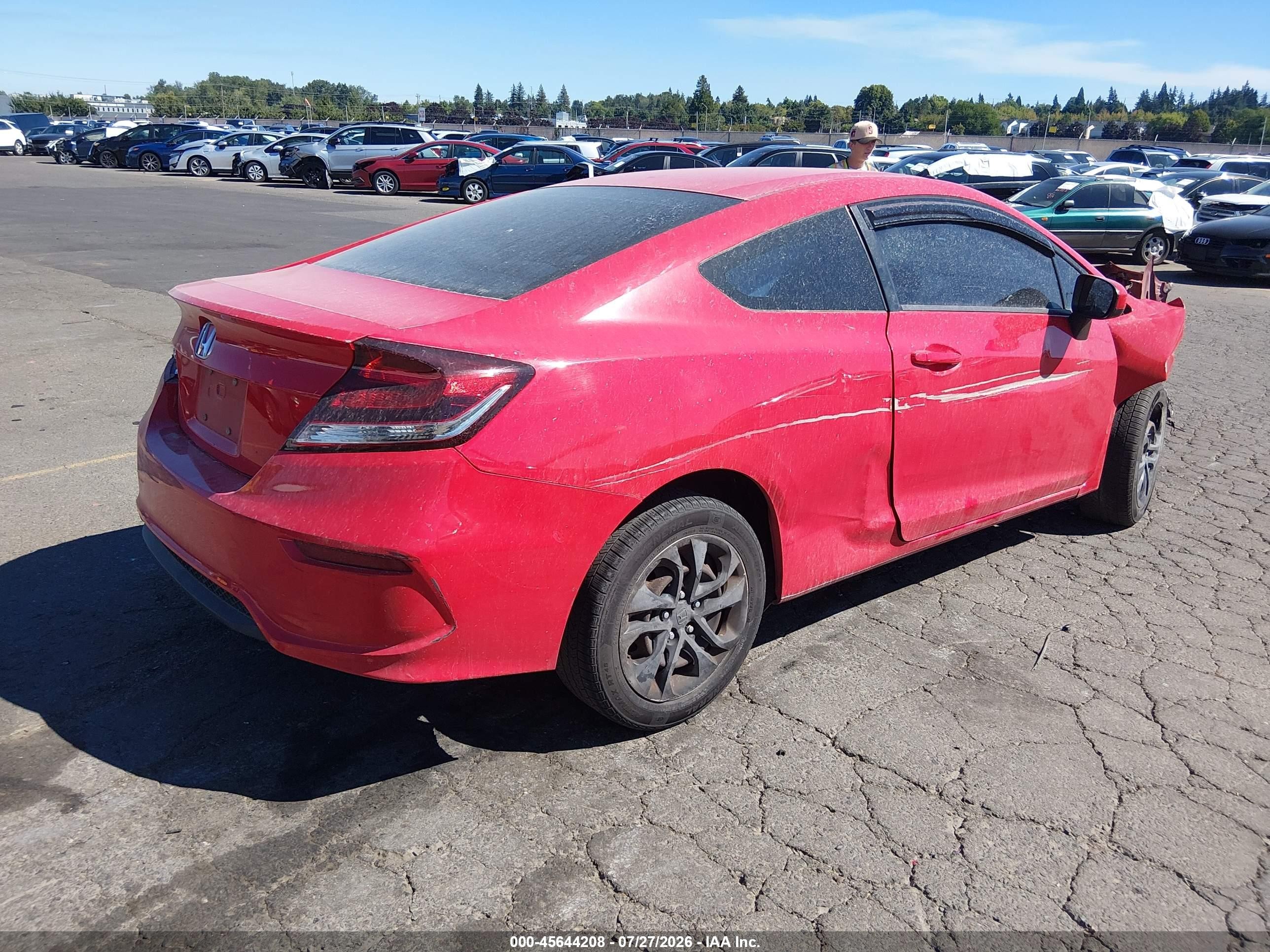 2015 Honda Civic Lx Red vin: 2HGFG3B55FH510429