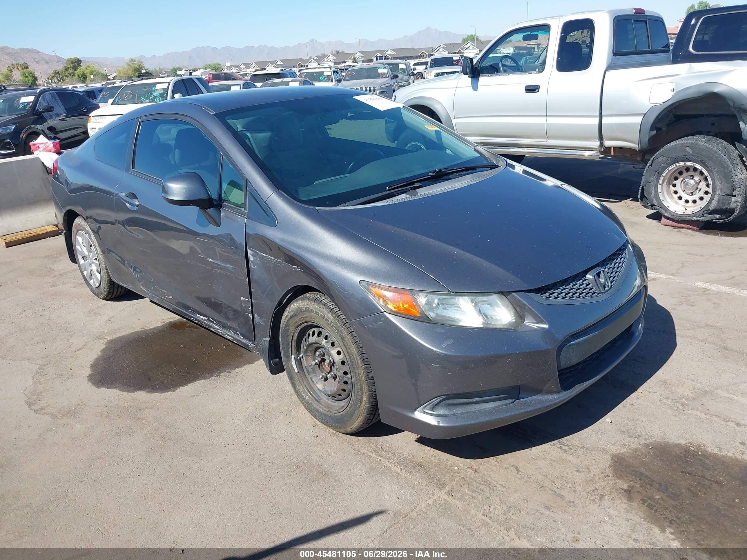 2012 Honda Civic Lx Gray vin: 2HGFG3B56CH530510