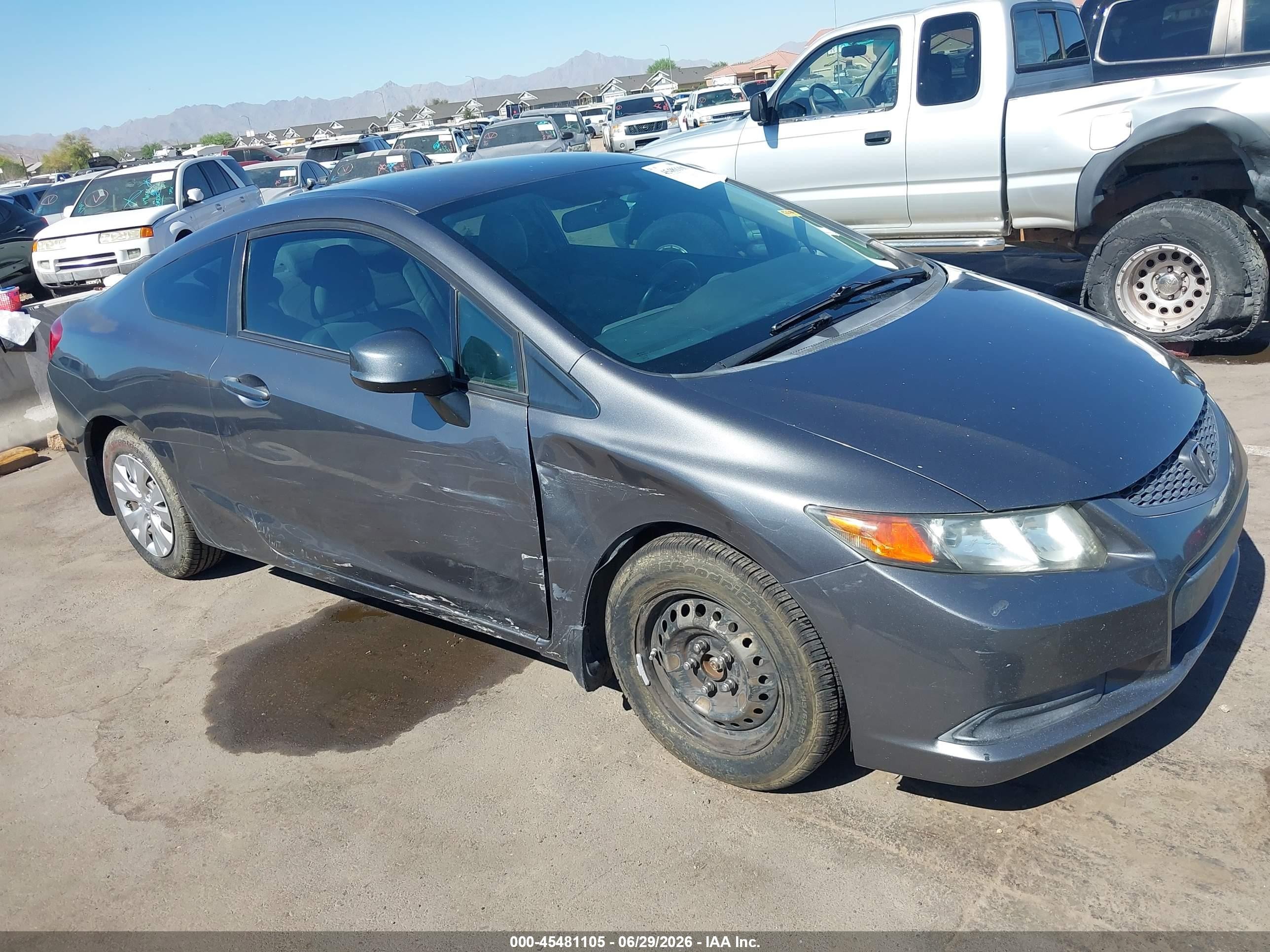 2012 Honda Civic Lx Gray vin: 2HGFG3B56CH530510