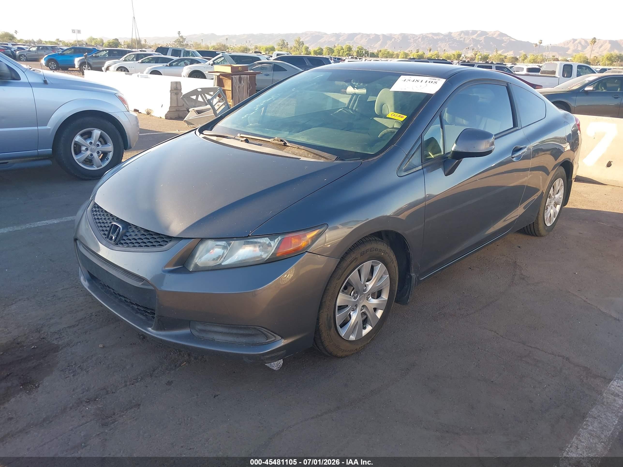 2012 Honda Civic Lx Gray vin: 2HGFG3B56CH530510
