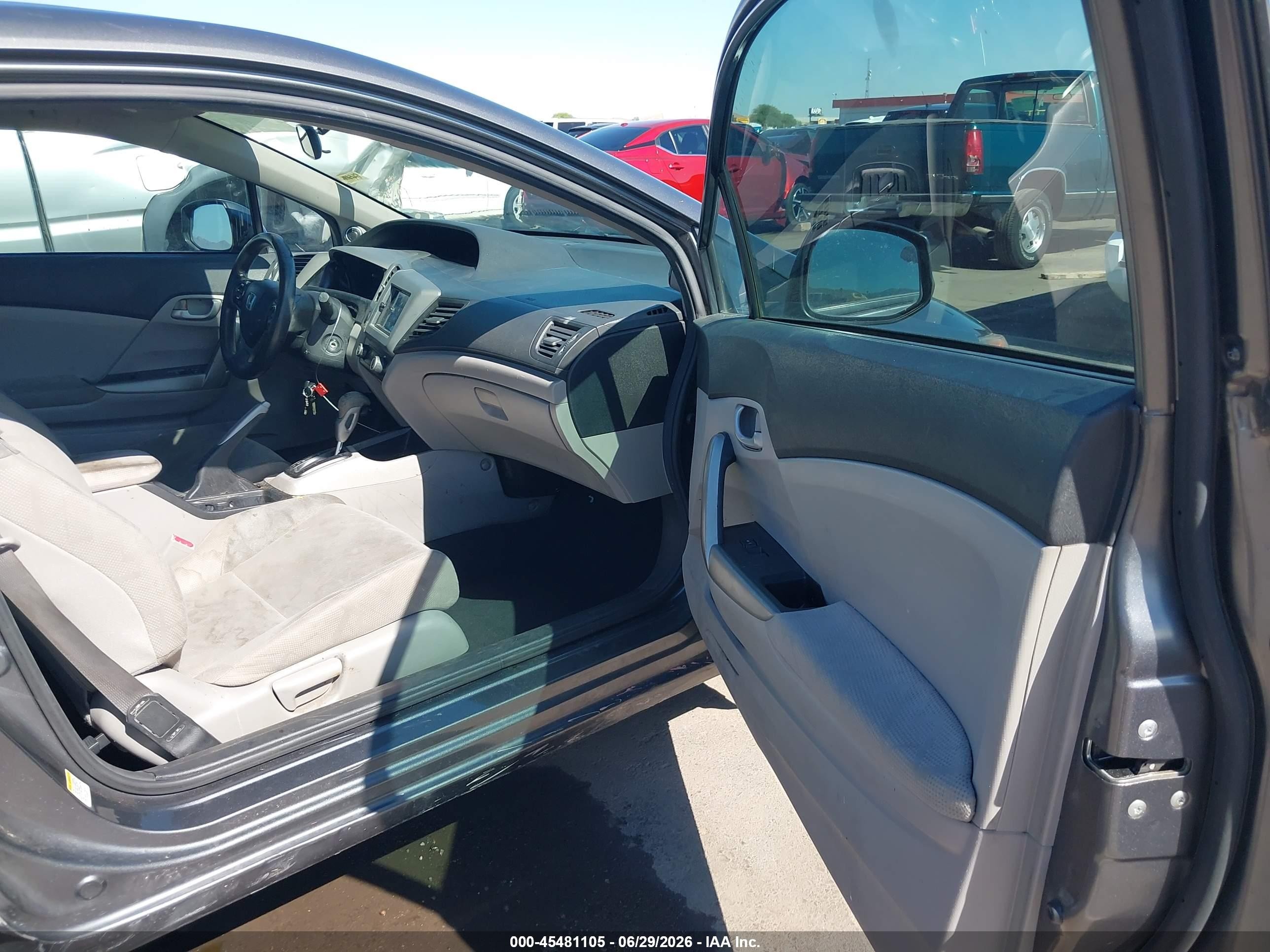 2012 Honda Civic Lx Gray vin: 2HGFG3B56CH530510
