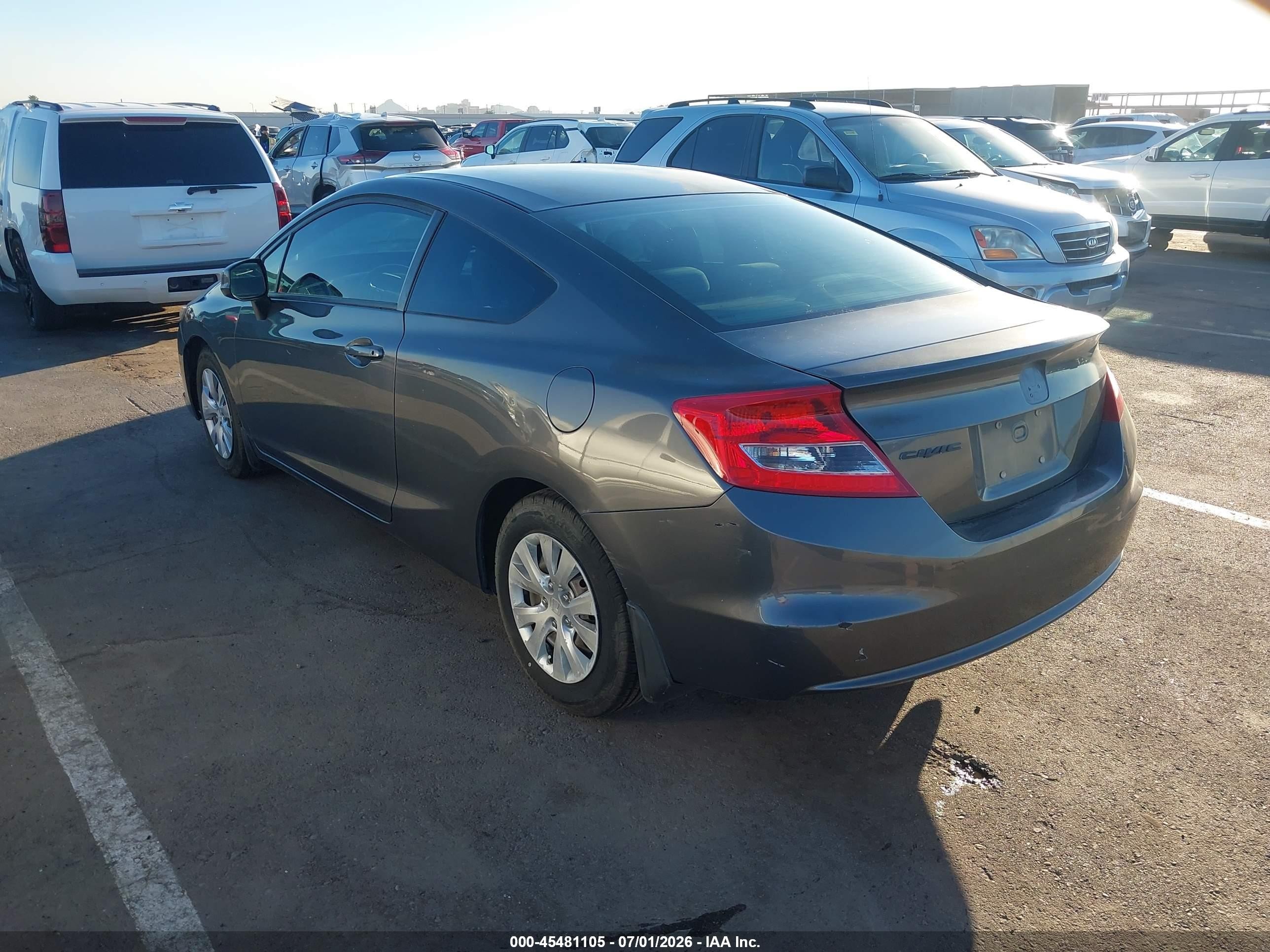 2012 Honda Civic Lx Gray vin: 2HGFG3B56CH530510
