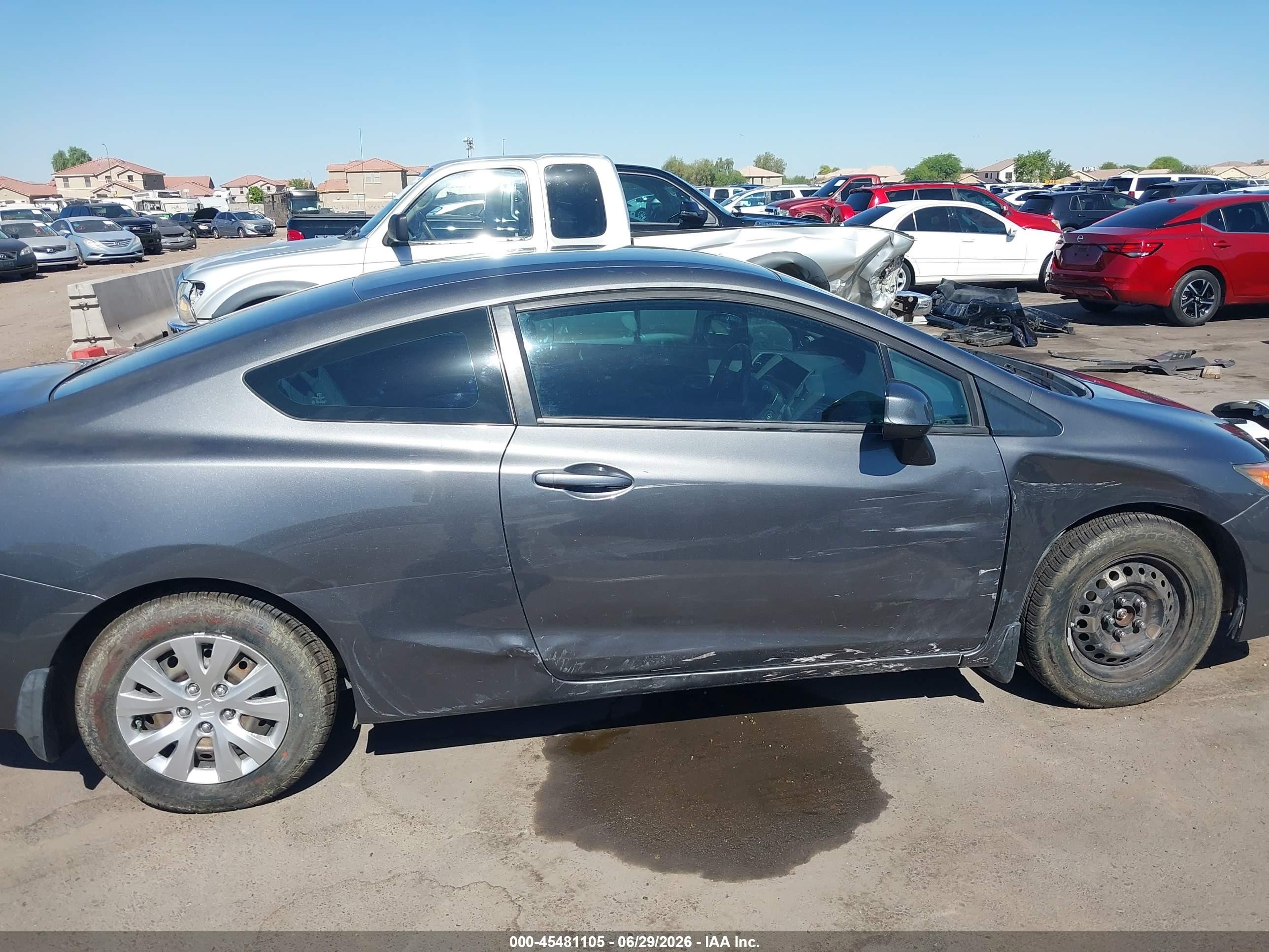 2012 Honda Civic Lx Gray vin: 2HGFG3B56CH530510