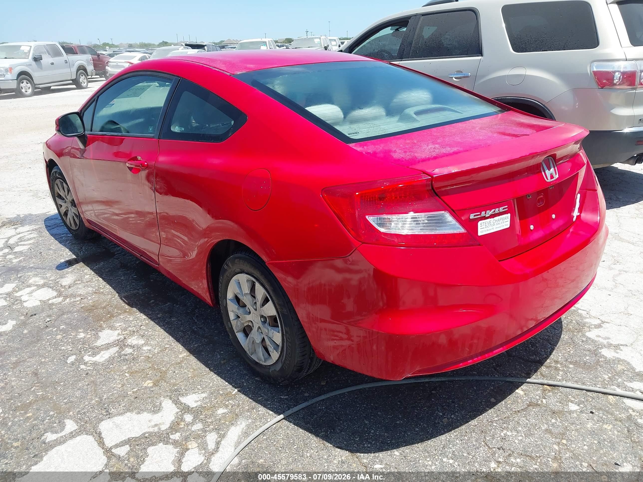 2012 Honda Civic Lx Red vin: 2HGFG3B56CH545248