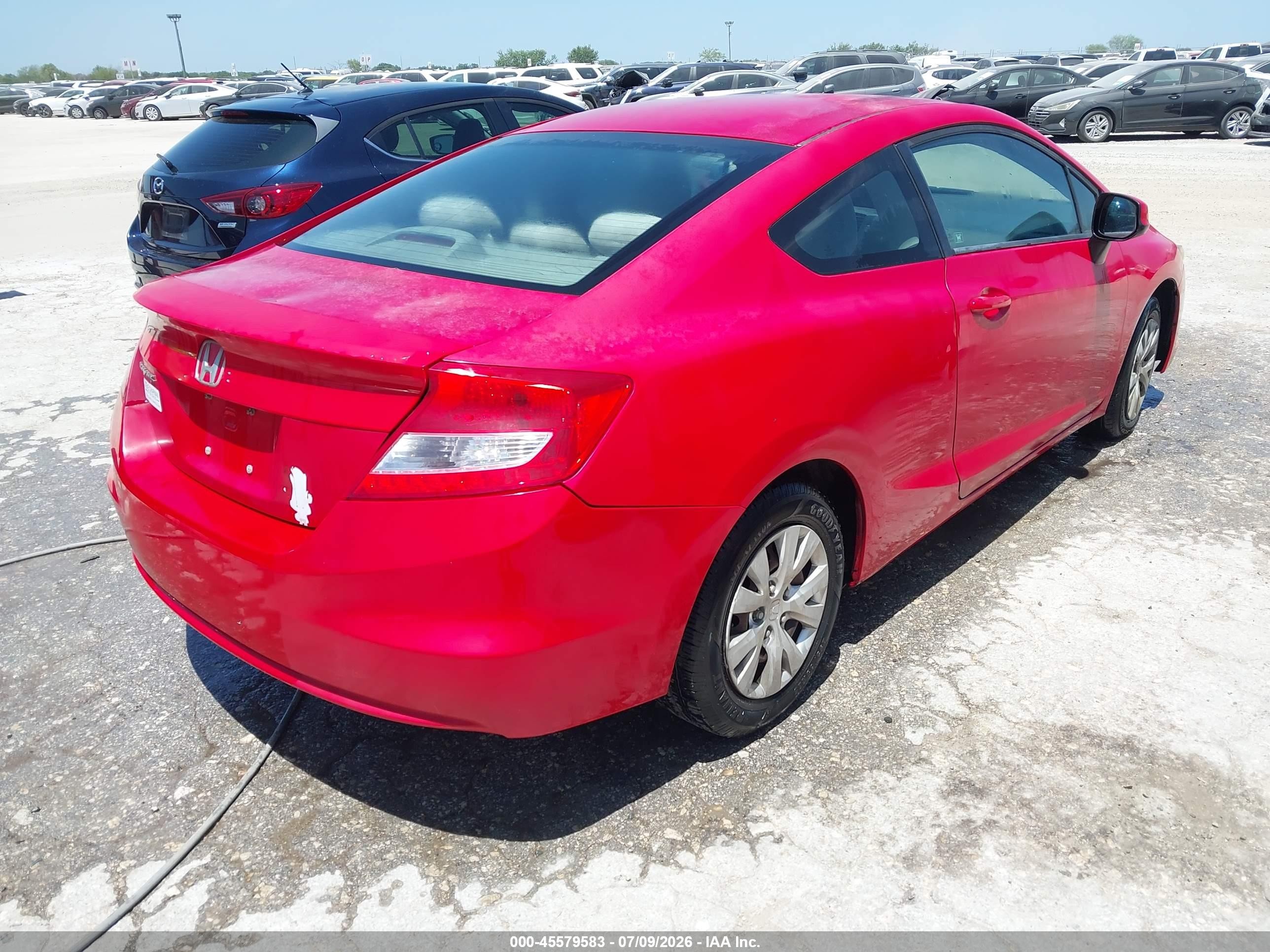 2012 Honda Civic Lx Red vin: 2HGFG3B56CH545248