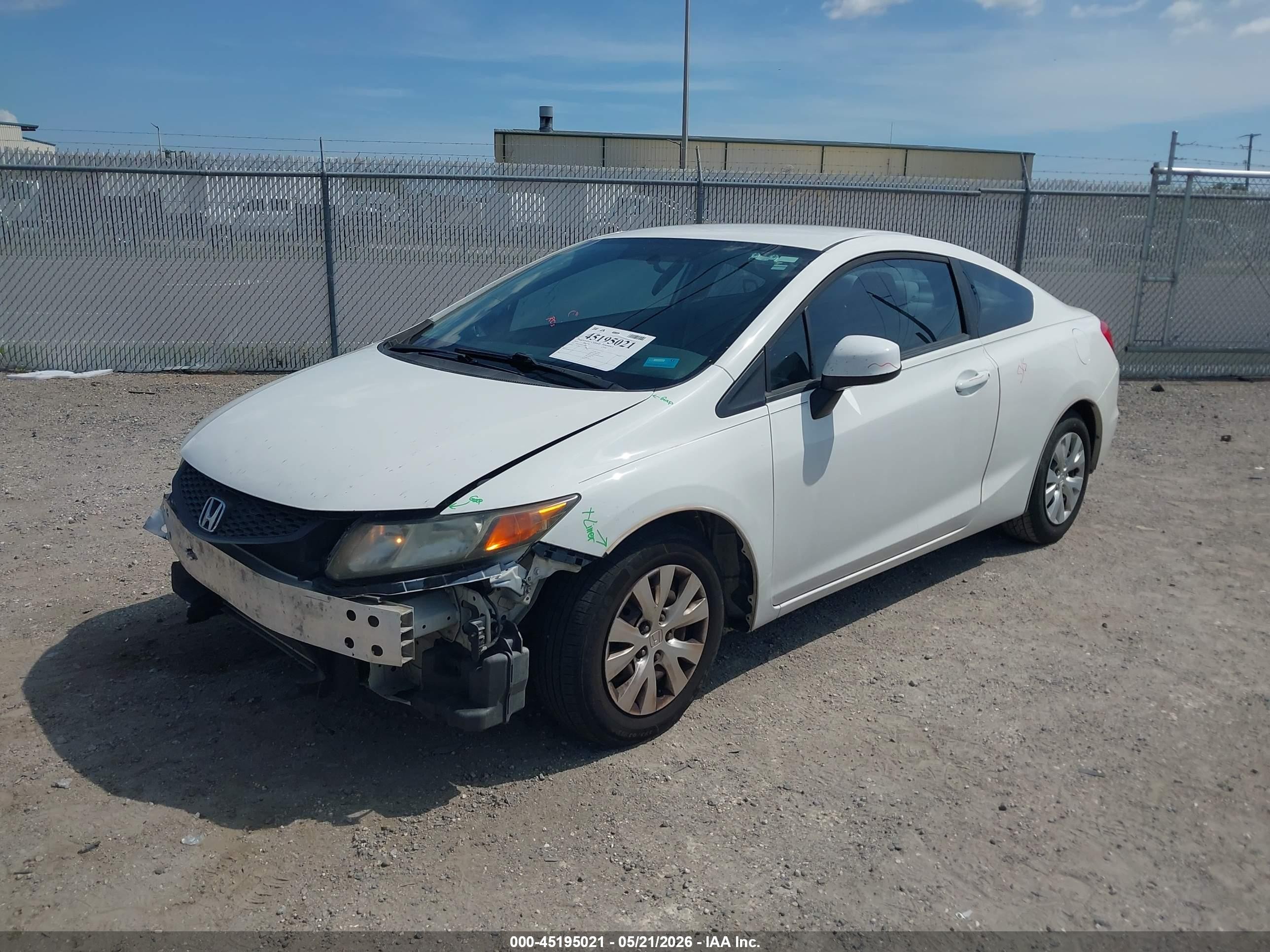 2012 Honda Civic Lx White vin: 2HGFG3B56CH546254