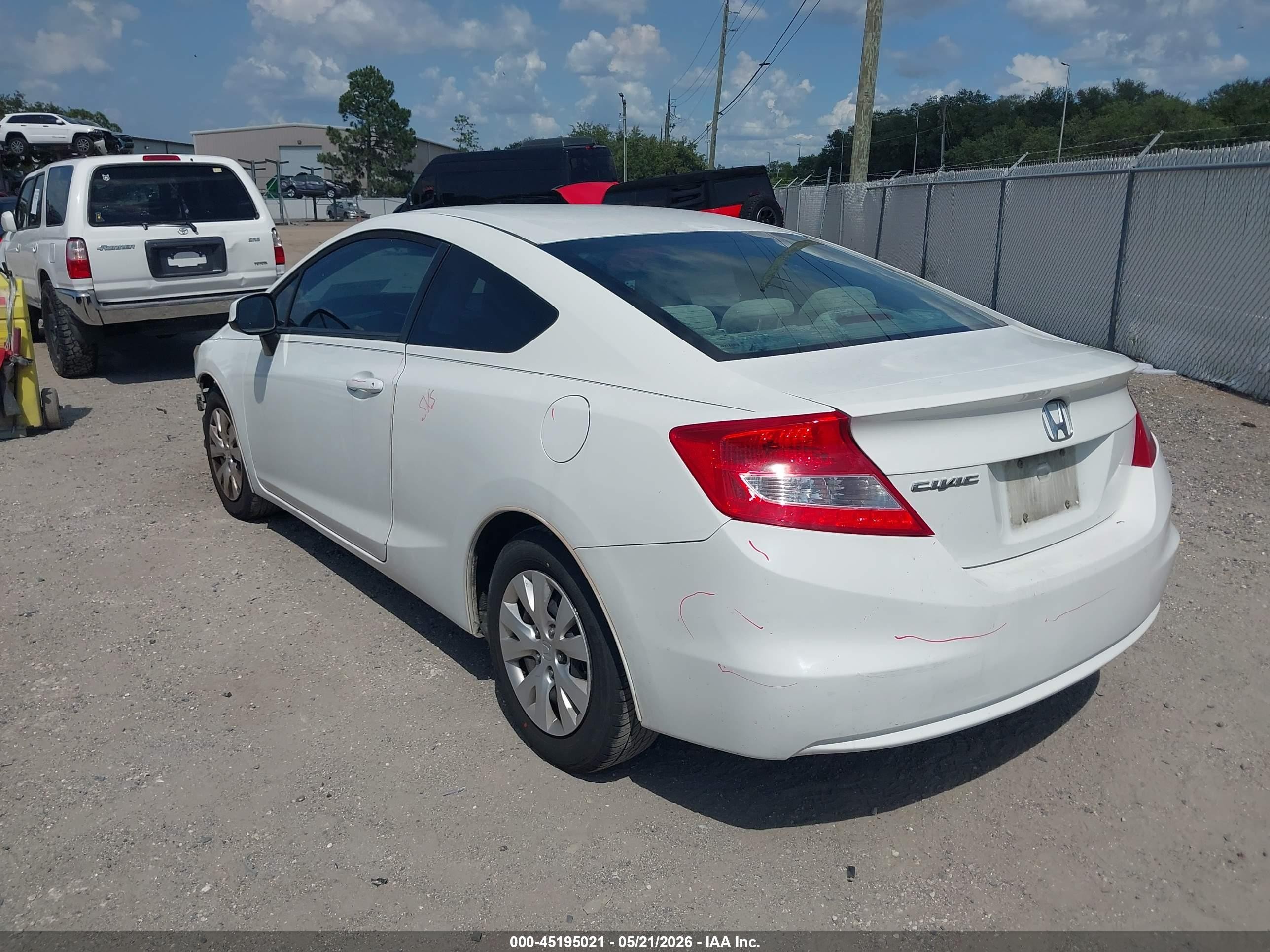 2012 Honda Civic Lx White vin: 2HGFG3B56CH546254