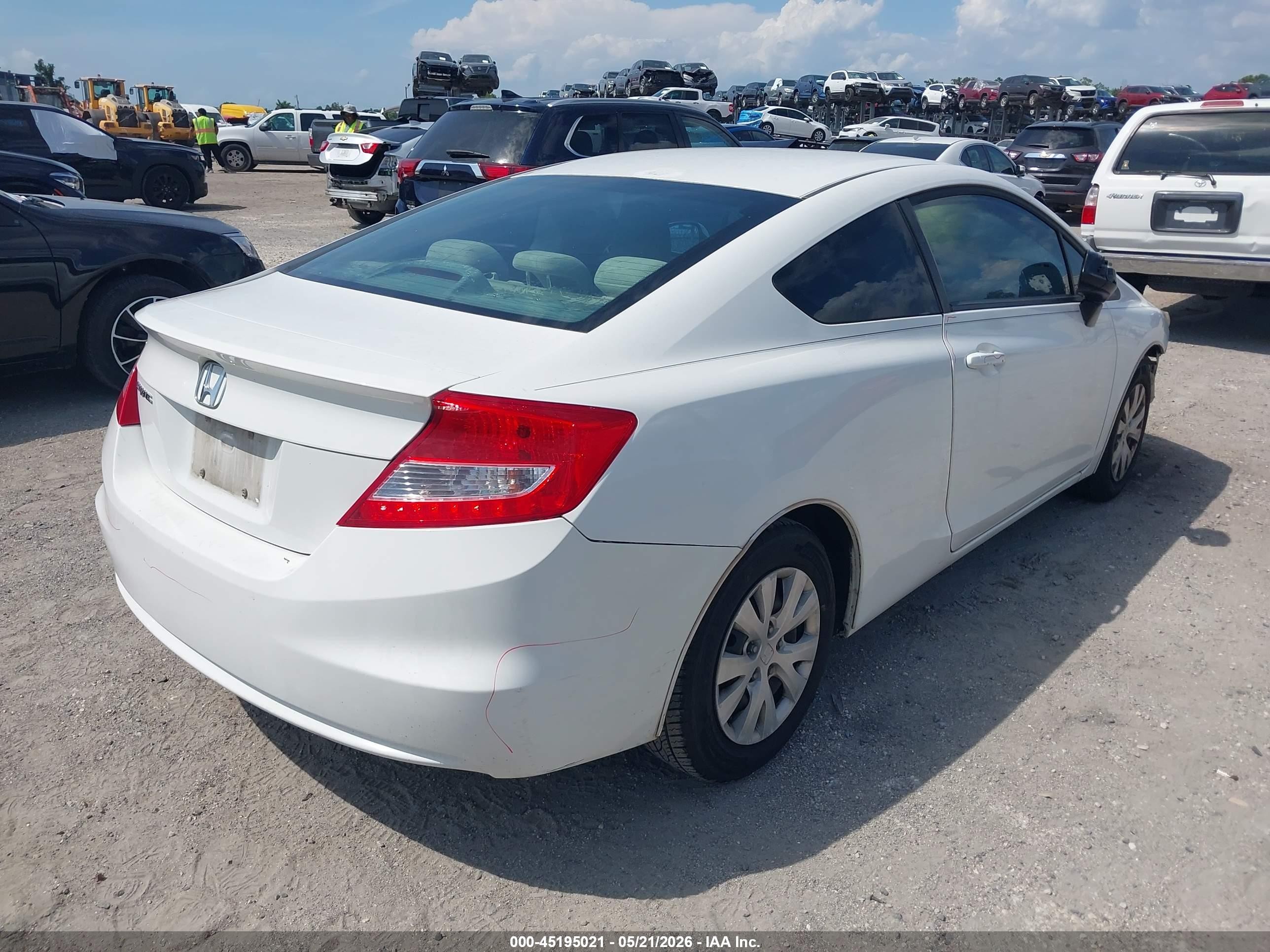 2012 Honda Civic Lx White vin: 2HGFG3B56CH546254