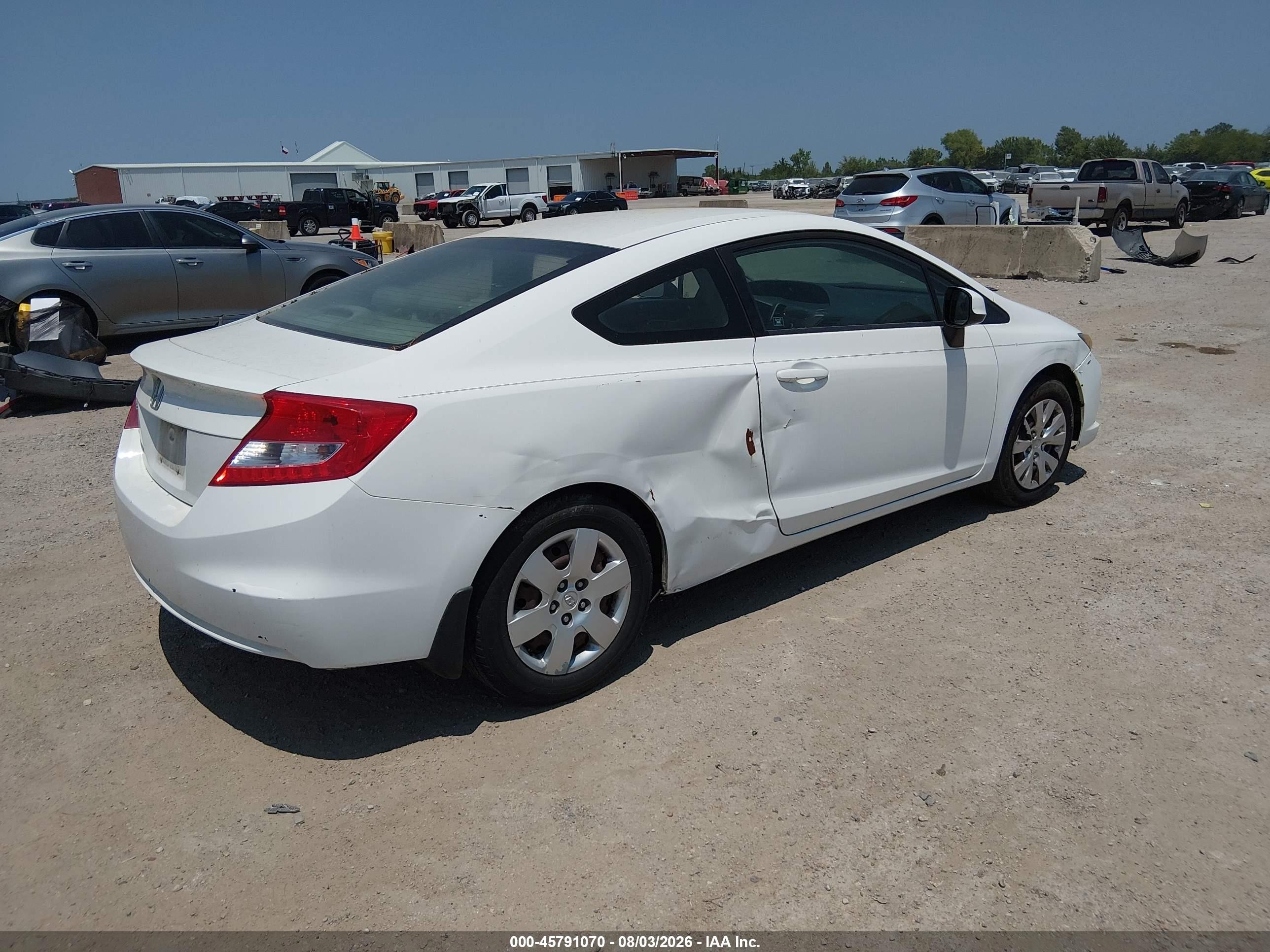 2012 Honda Civic Lx Белый vin: 2HGFG3B56CH547713