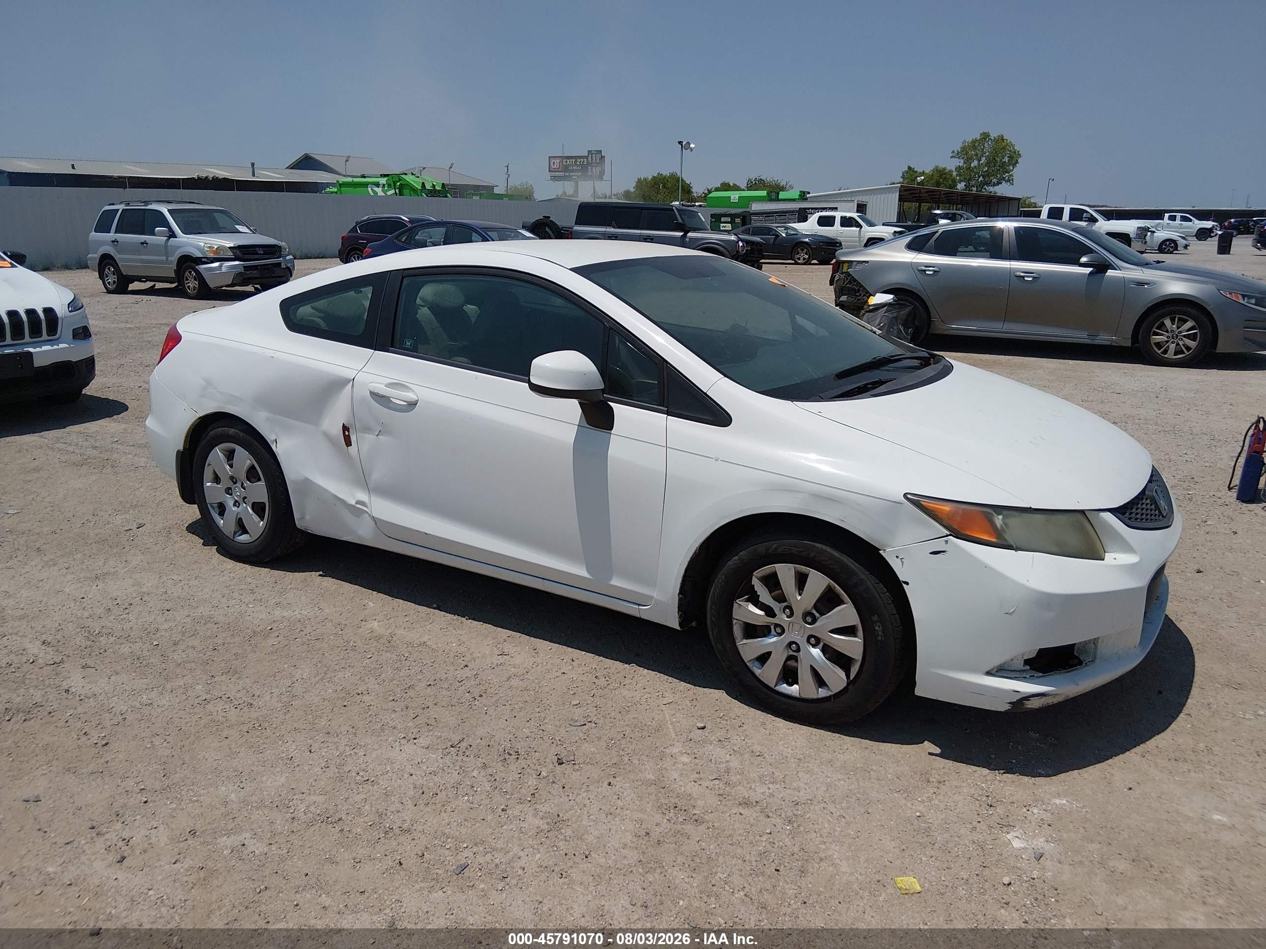 2012 Honda Civic Lx Белый vin: 2HGFG3B56CH547713