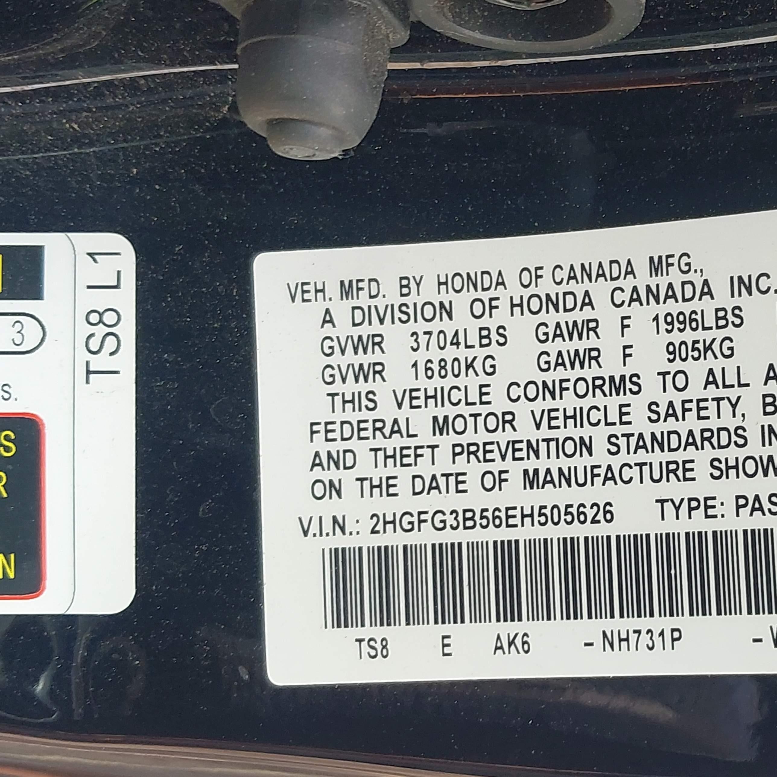 2014 Honda Civic Lx Black vin: 2HGFG3B56EH505626
