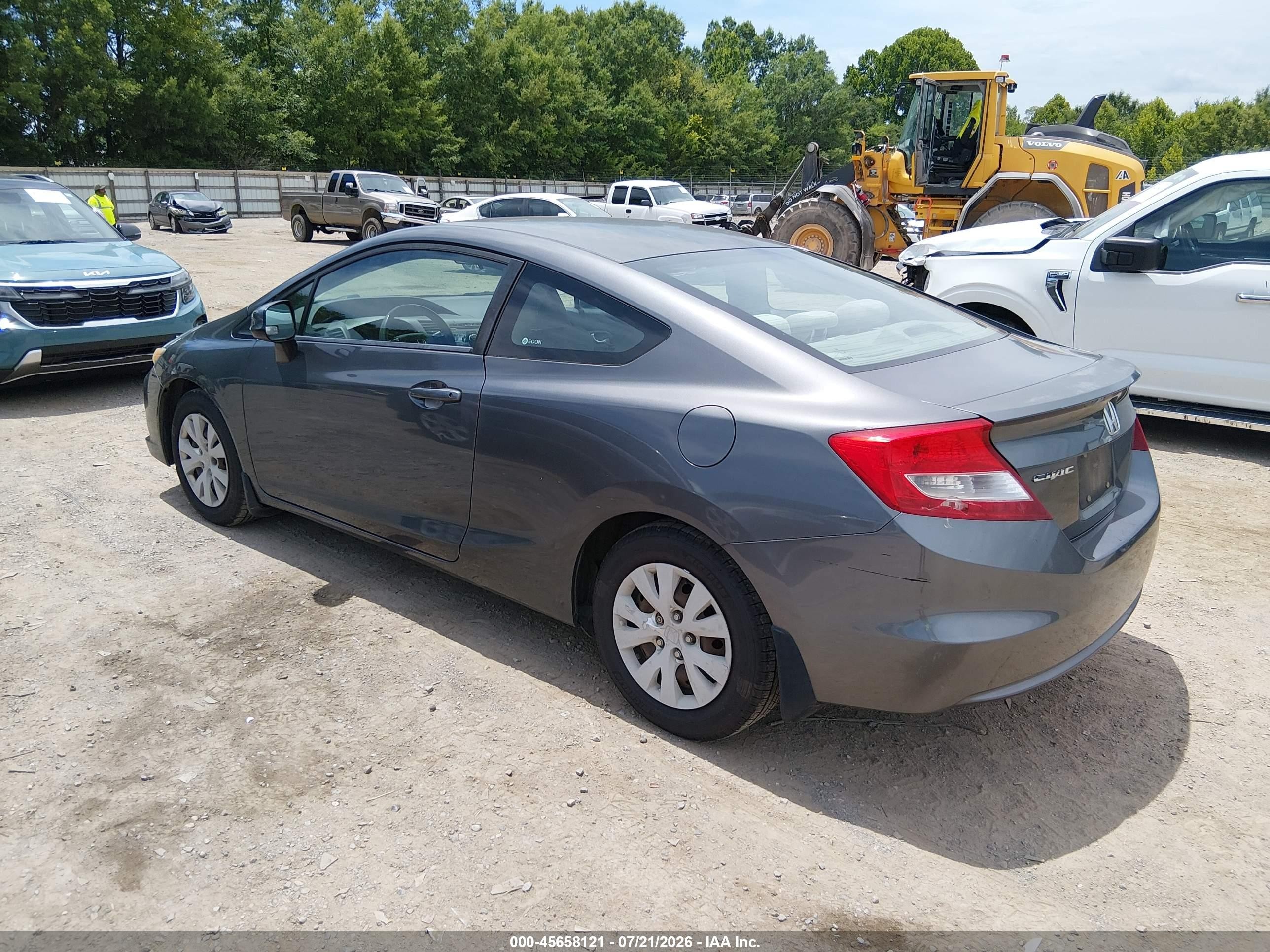 2012 Honda Civic Lx Gray vin: 2HGFG3B57CH527485