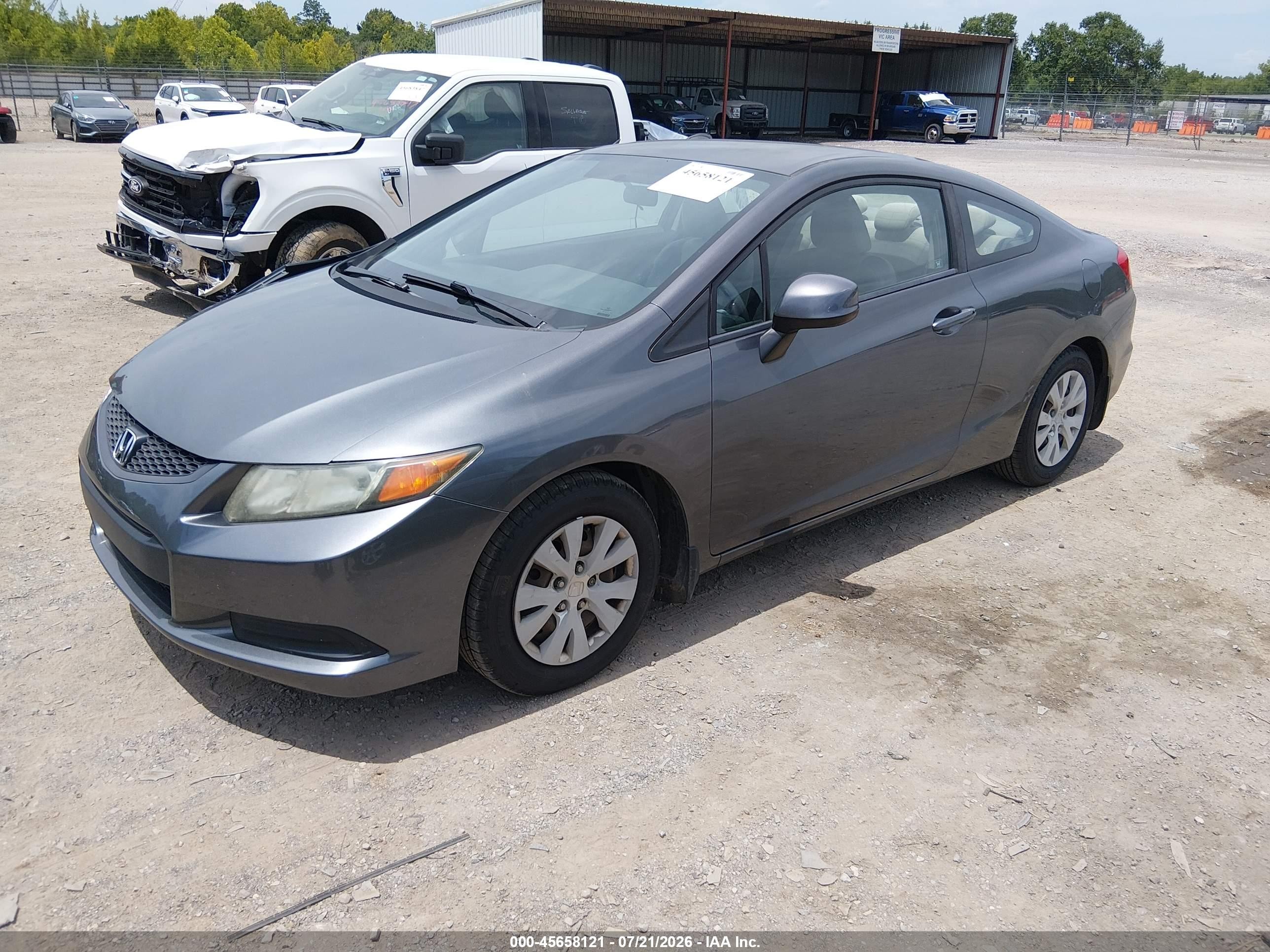 2012 Honda Civic Lx Gray vin: 2HGFG3B57CH527485