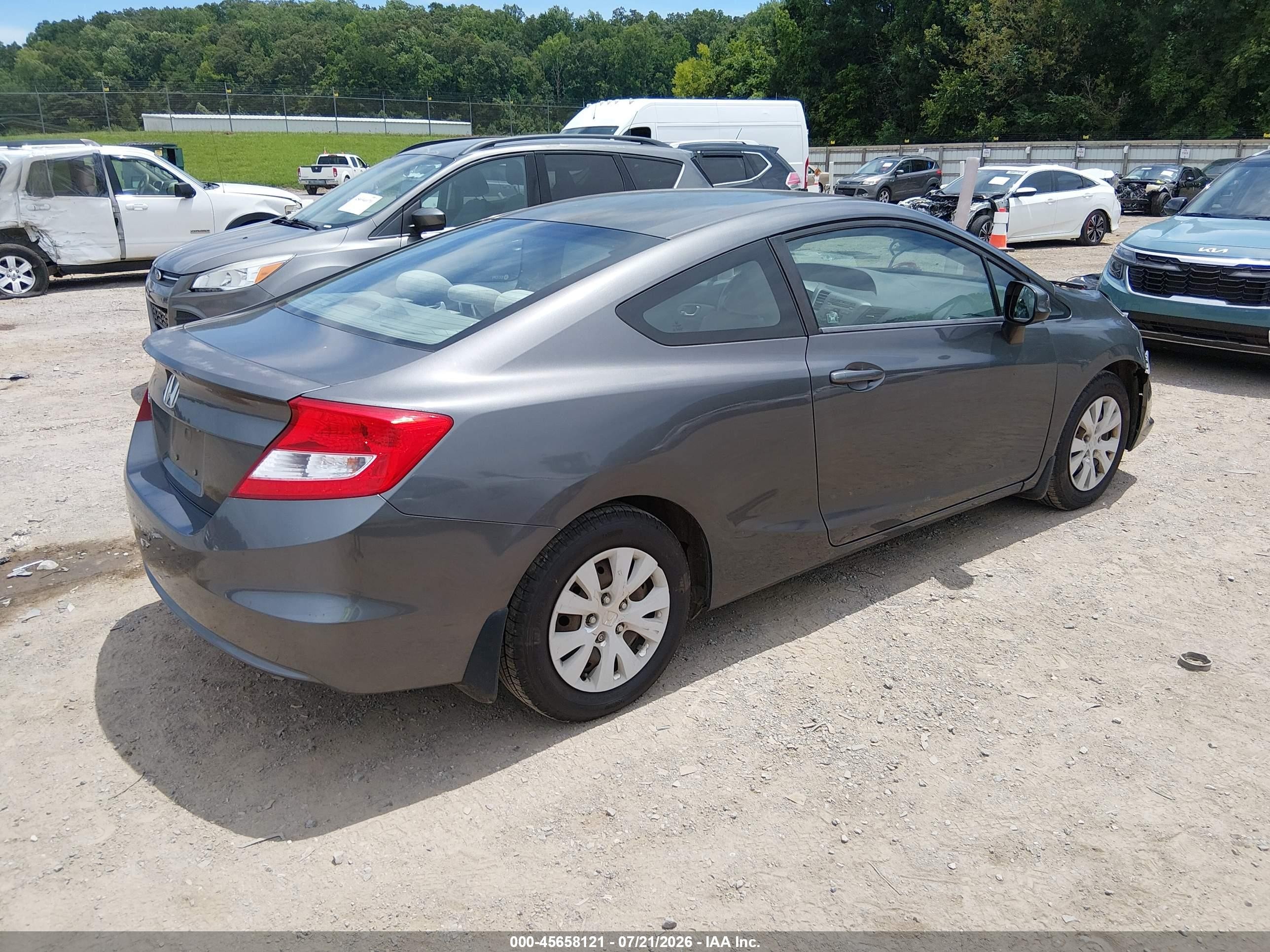 2012 Honda Civic Lx Gray vin: 2HGFG3B57CH527485