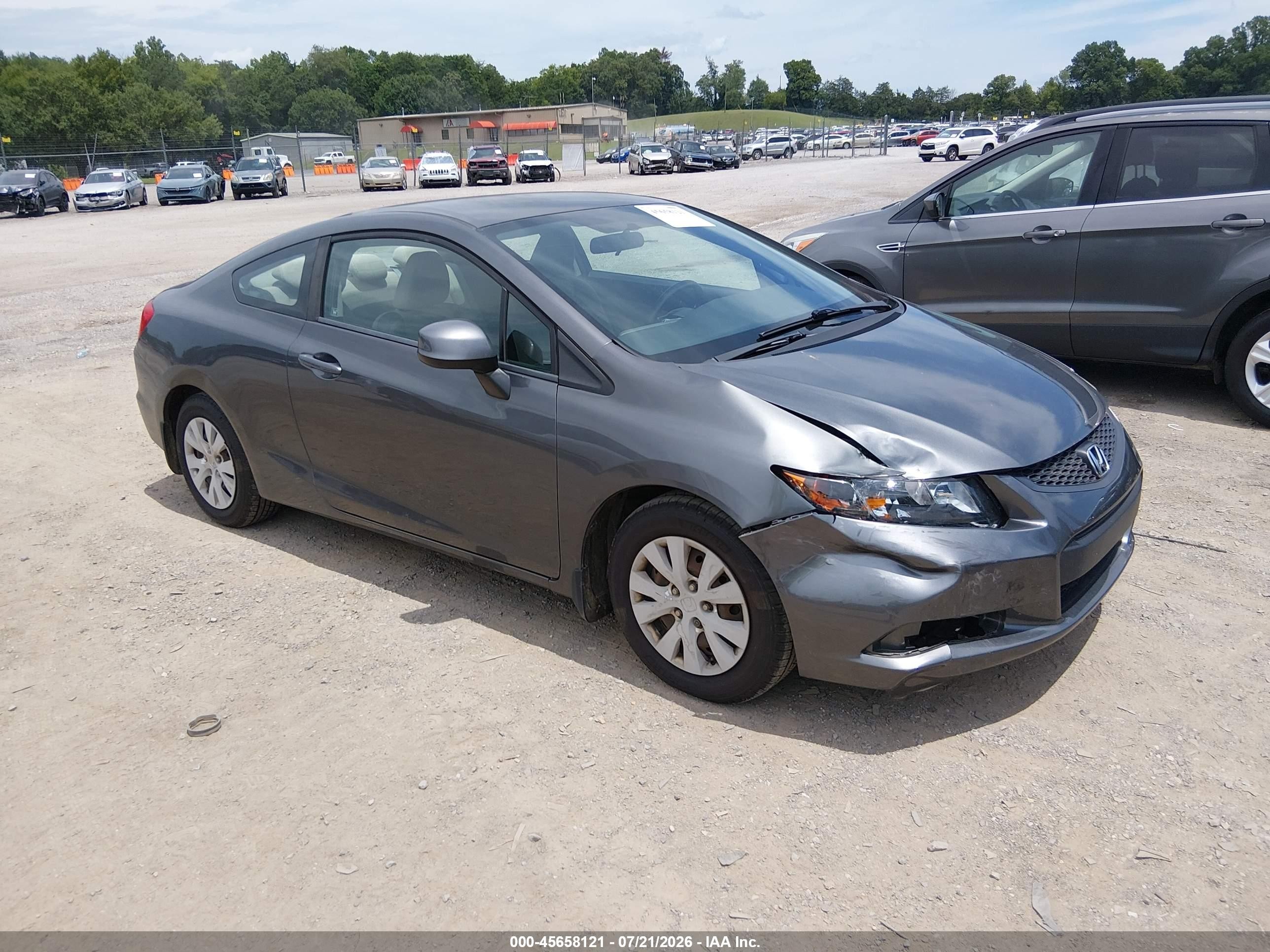 2012 Honda Civic Lx Gray vin: 2HGFG3B57CH527485