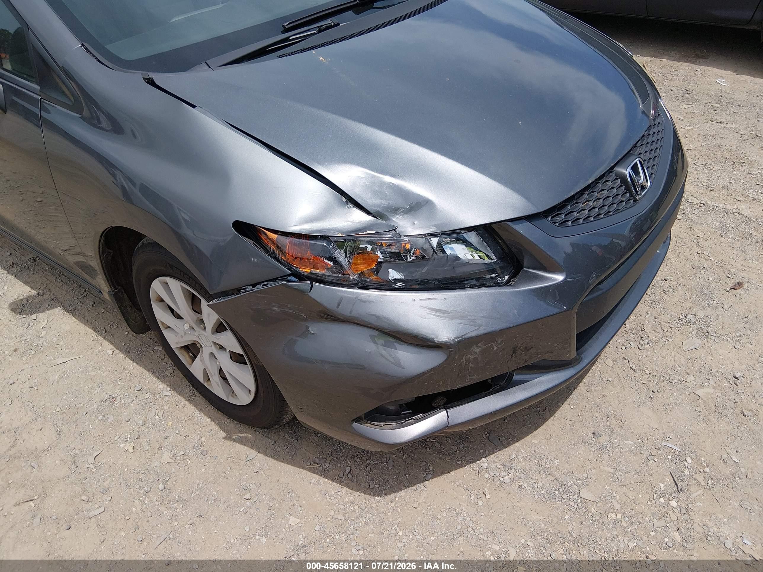 2012 Honda Civic Lx Gray vin: 2HGFG3B57CH527485