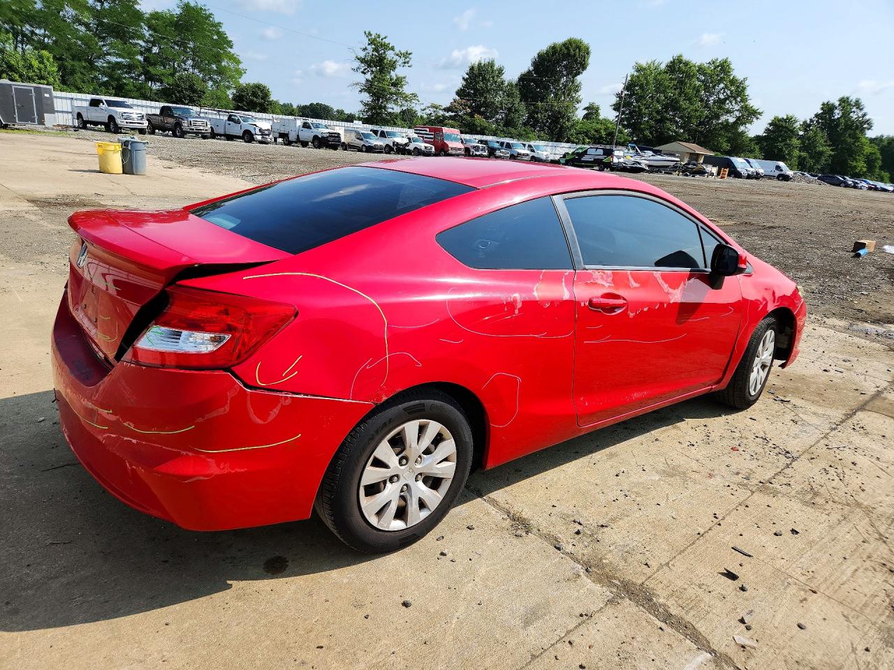 2012 Honda Civic Lx Red vin: 2HGFG3B57CH534016