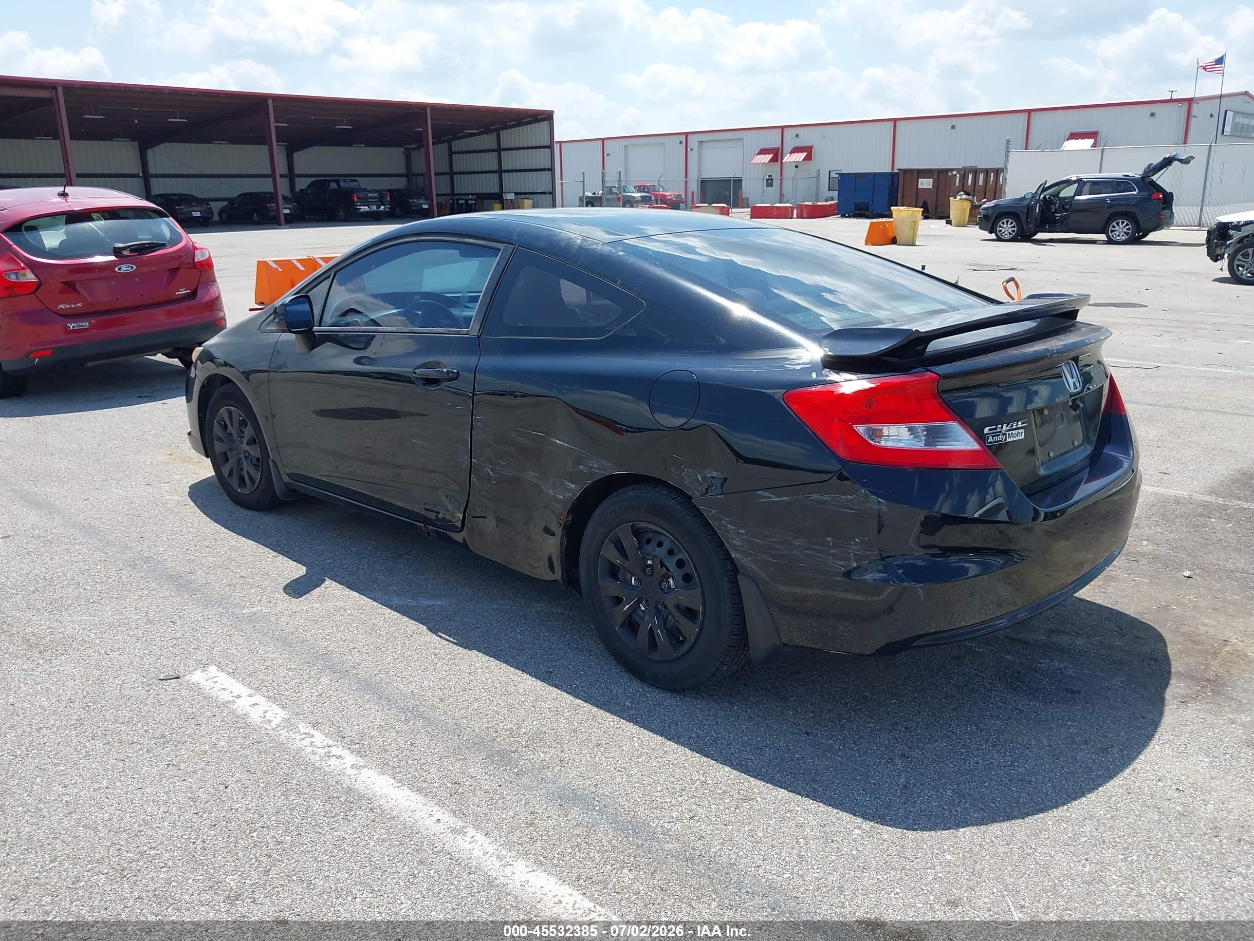 2012 Honda Civic Lx Black vin: 2HGFG3B57CH542827
