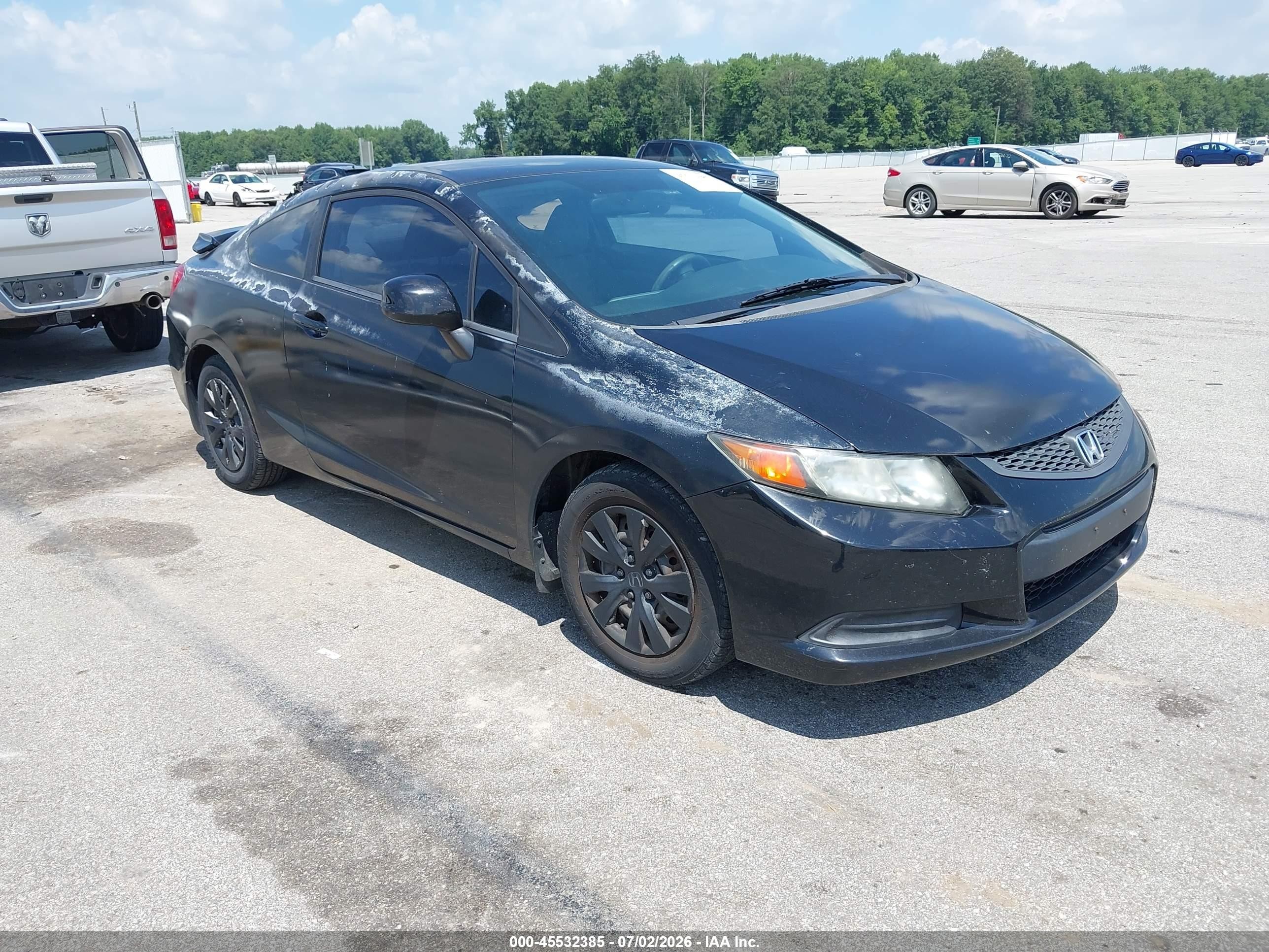 2012 Honda Civic Lx Black vin: 2HGFG3B57CH542827