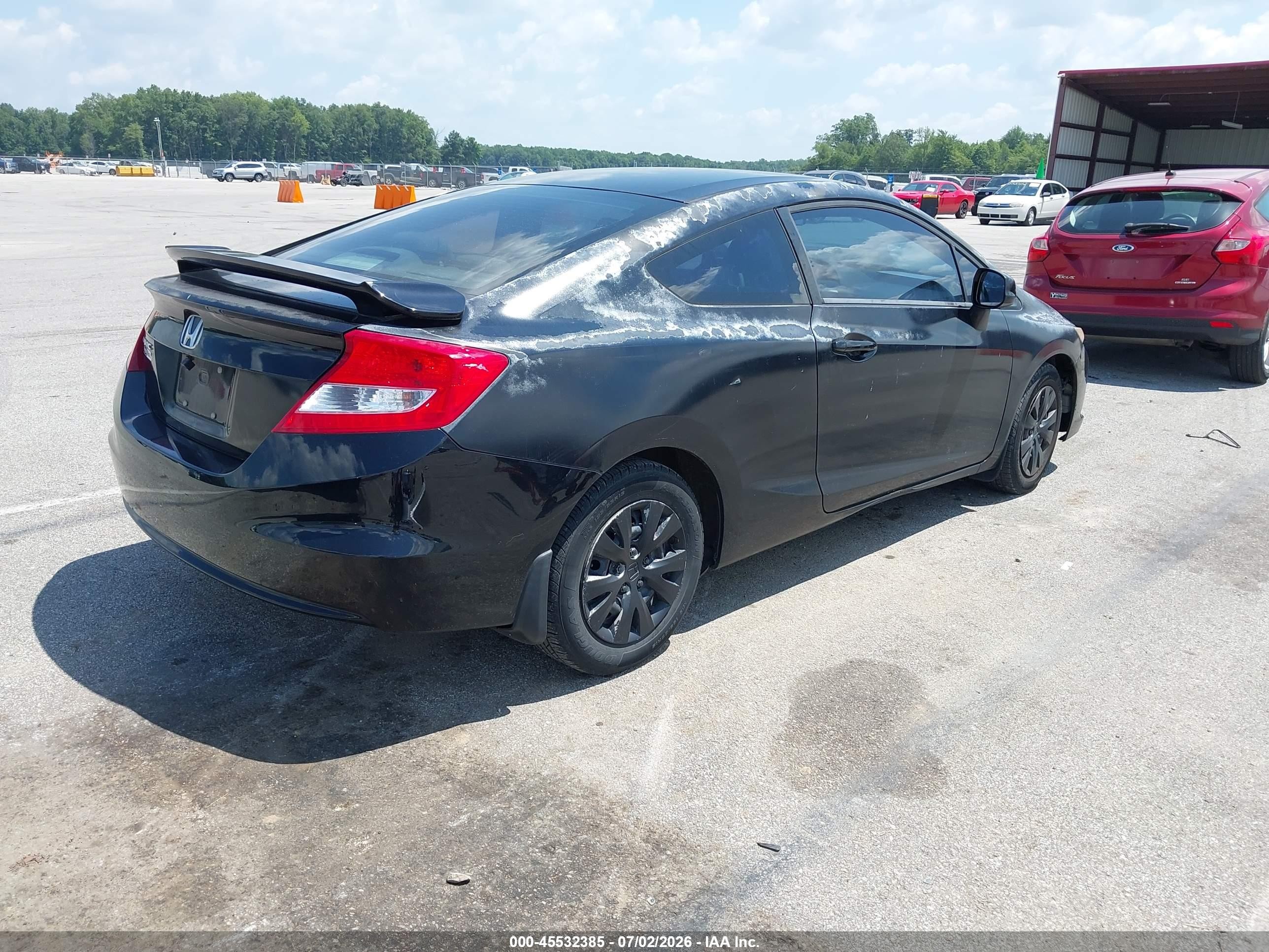 2012 Honda Civic Lx Black vin: 2HGFG3B57CH542827