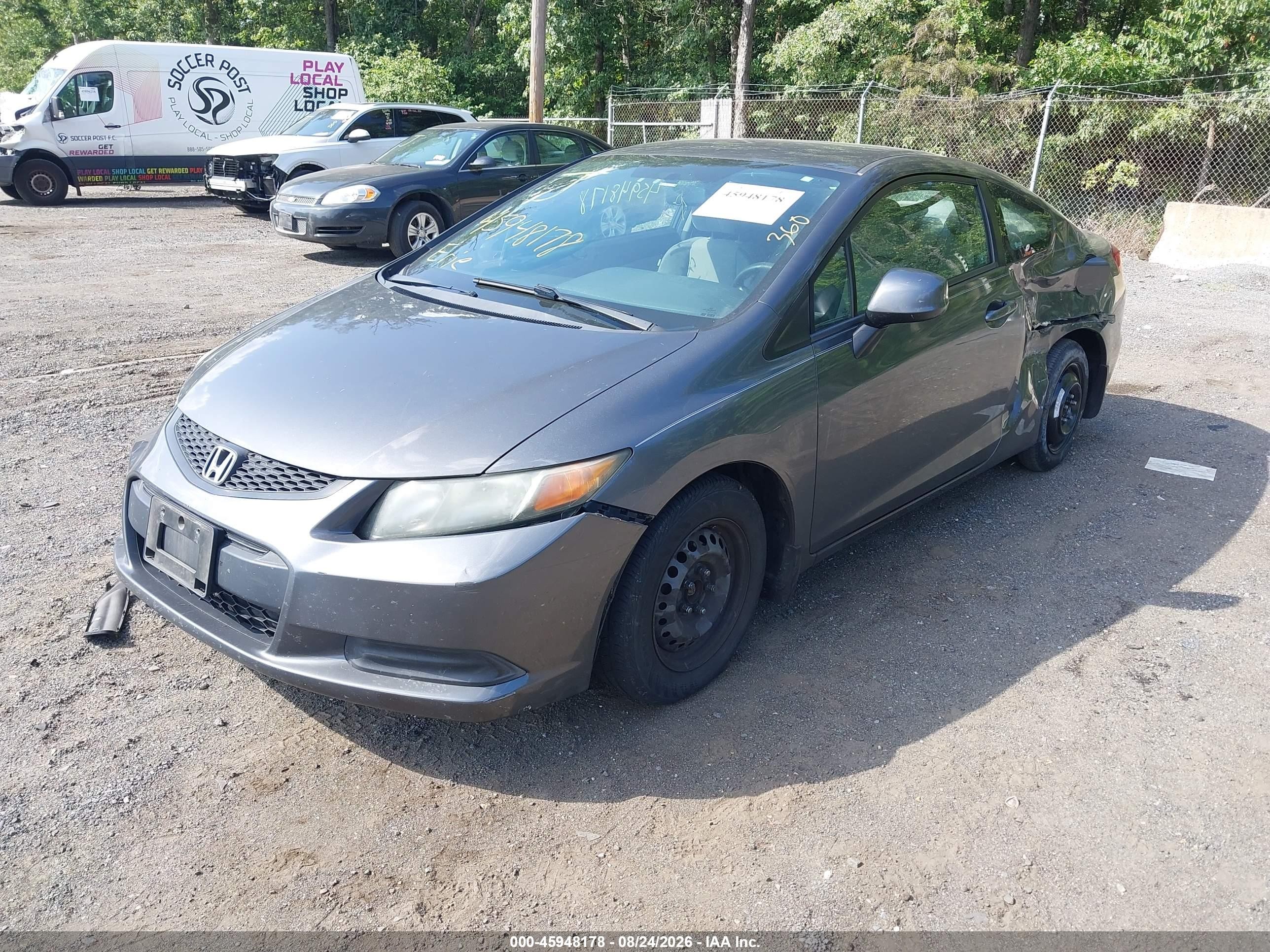 2012 Honda Civic Lx Gray vin: 2HGFG3B57CH565895