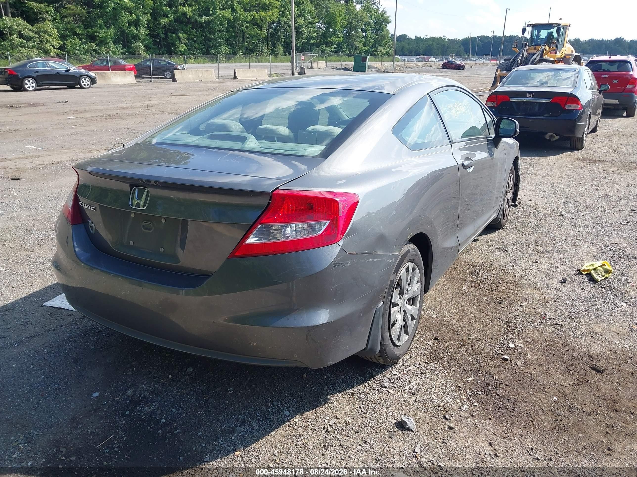 2012 Honda Civic Lx Gray vin: 2HGFG3B57CH565895