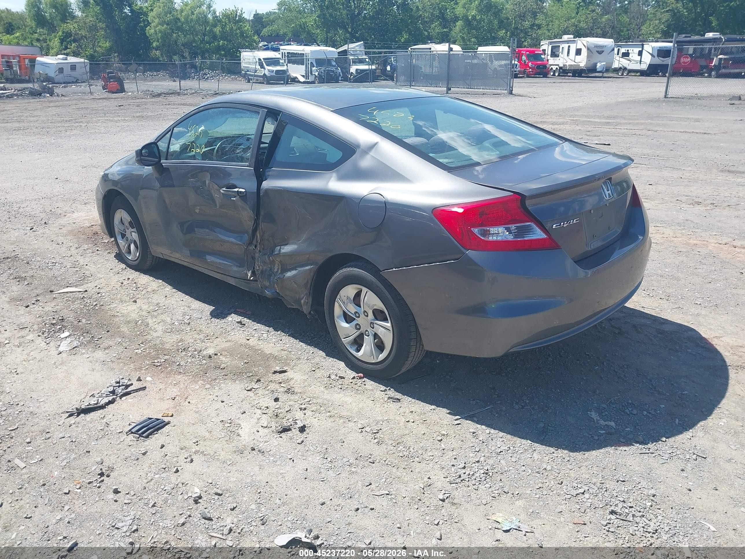 2013 Honda Civic Lx Gray vin: 2HGFG3B57DH519470