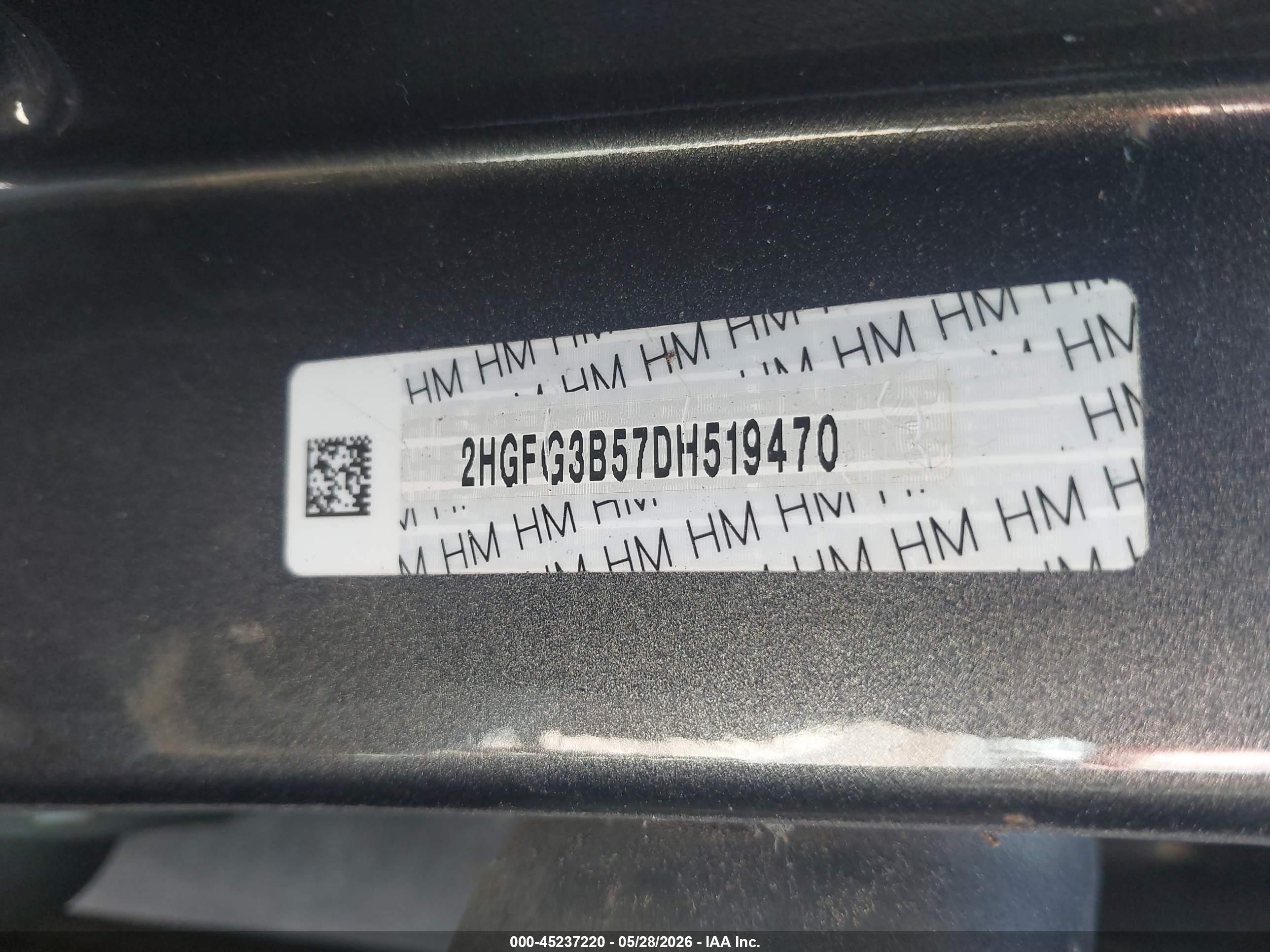 2013 Honda Civic Lx Gray vin: 2HGFG3B57DH519470