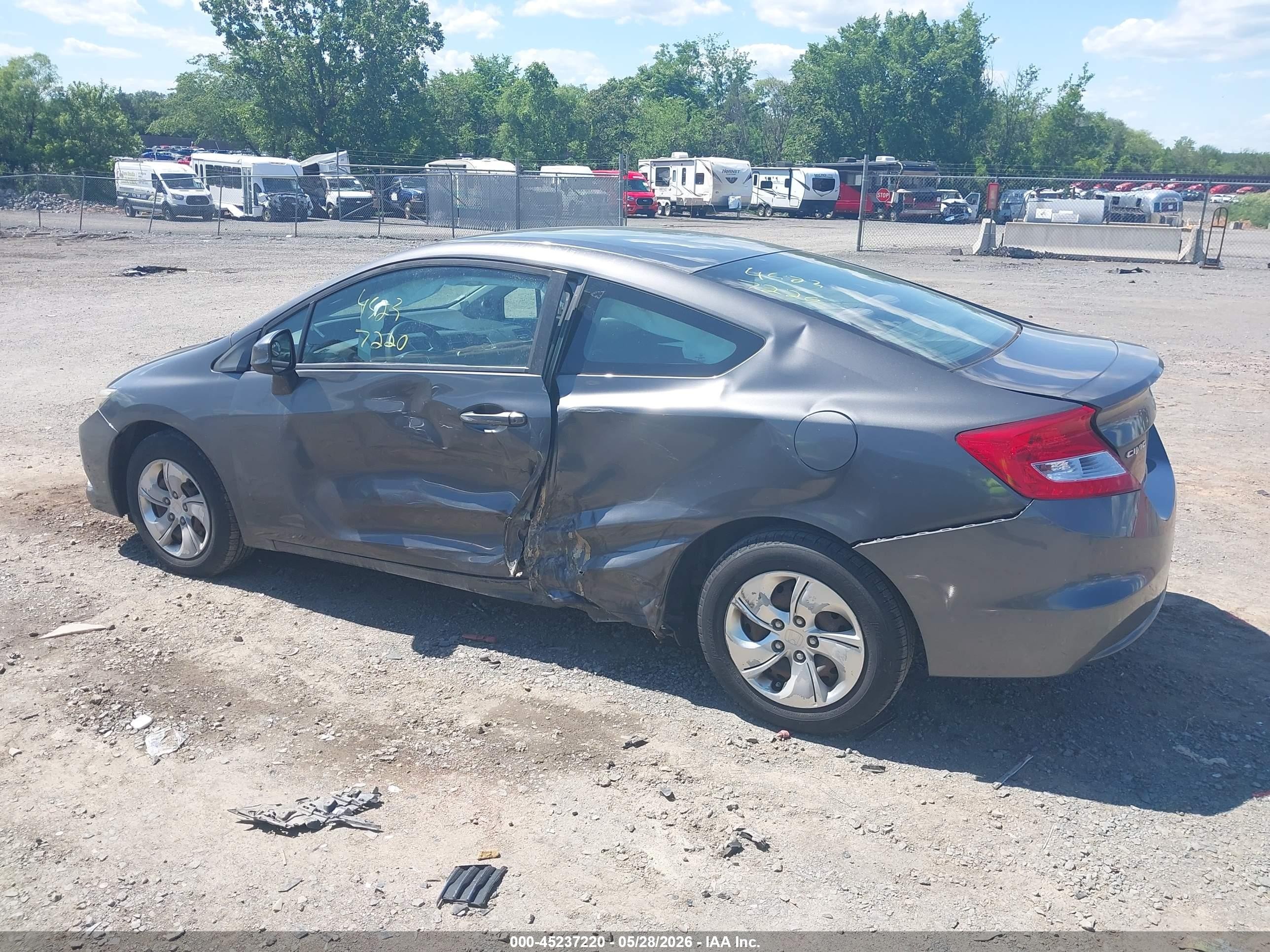 2013 Honda Civic Lx Gray vin: 2HGFG3B57DH519470