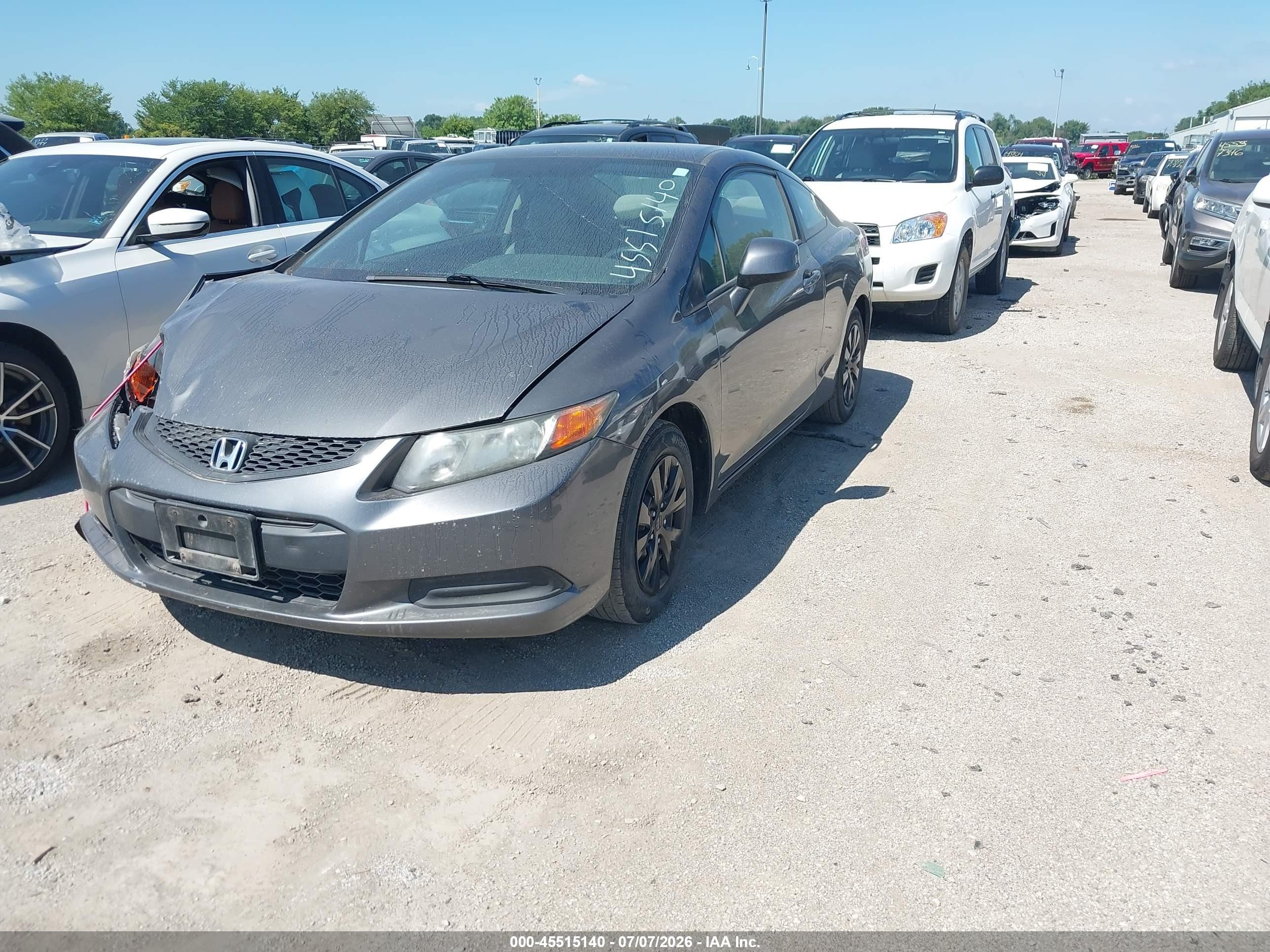2012 Honda Civic Lx Gray vin: 2HGFG3B58CH511666