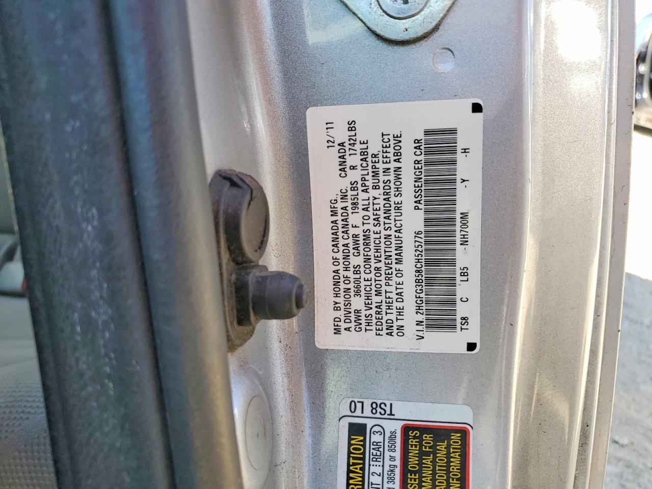 2012 Honda Civic Lx Серебряный vin: 2HGFG3B58CH525776
