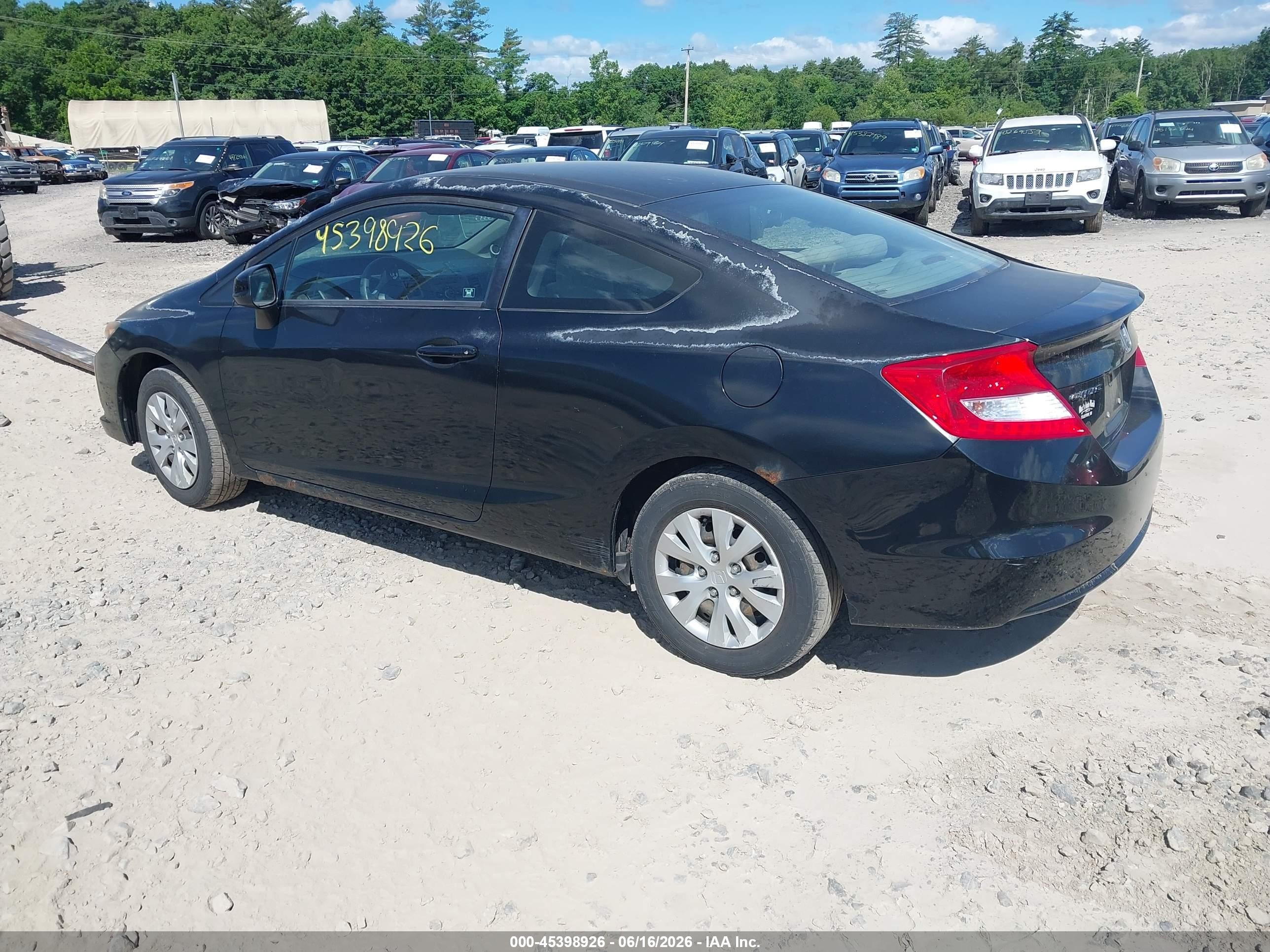2012 Honda Civic Lx Black vin: 2HGFG3B58CH525972