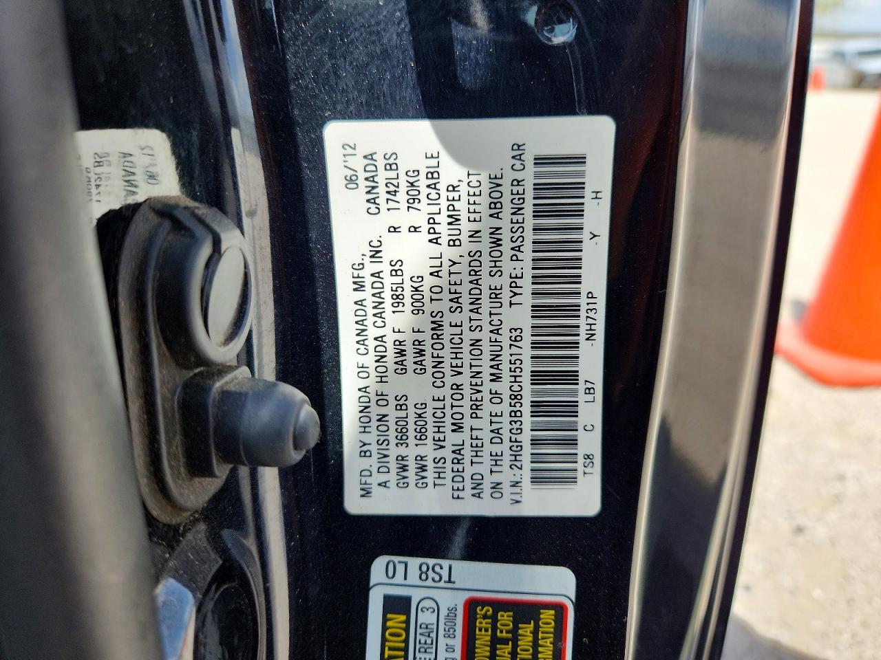 2012 Honda Civic Lx Черный vin: 2HGFG3B58CH551763