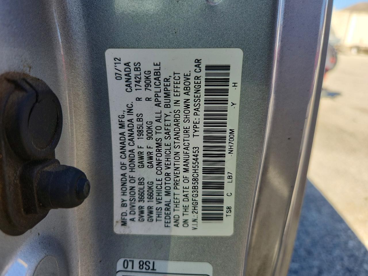 2012 Honda Civic Lx Silver vin: 2HGFG3B58CH554453