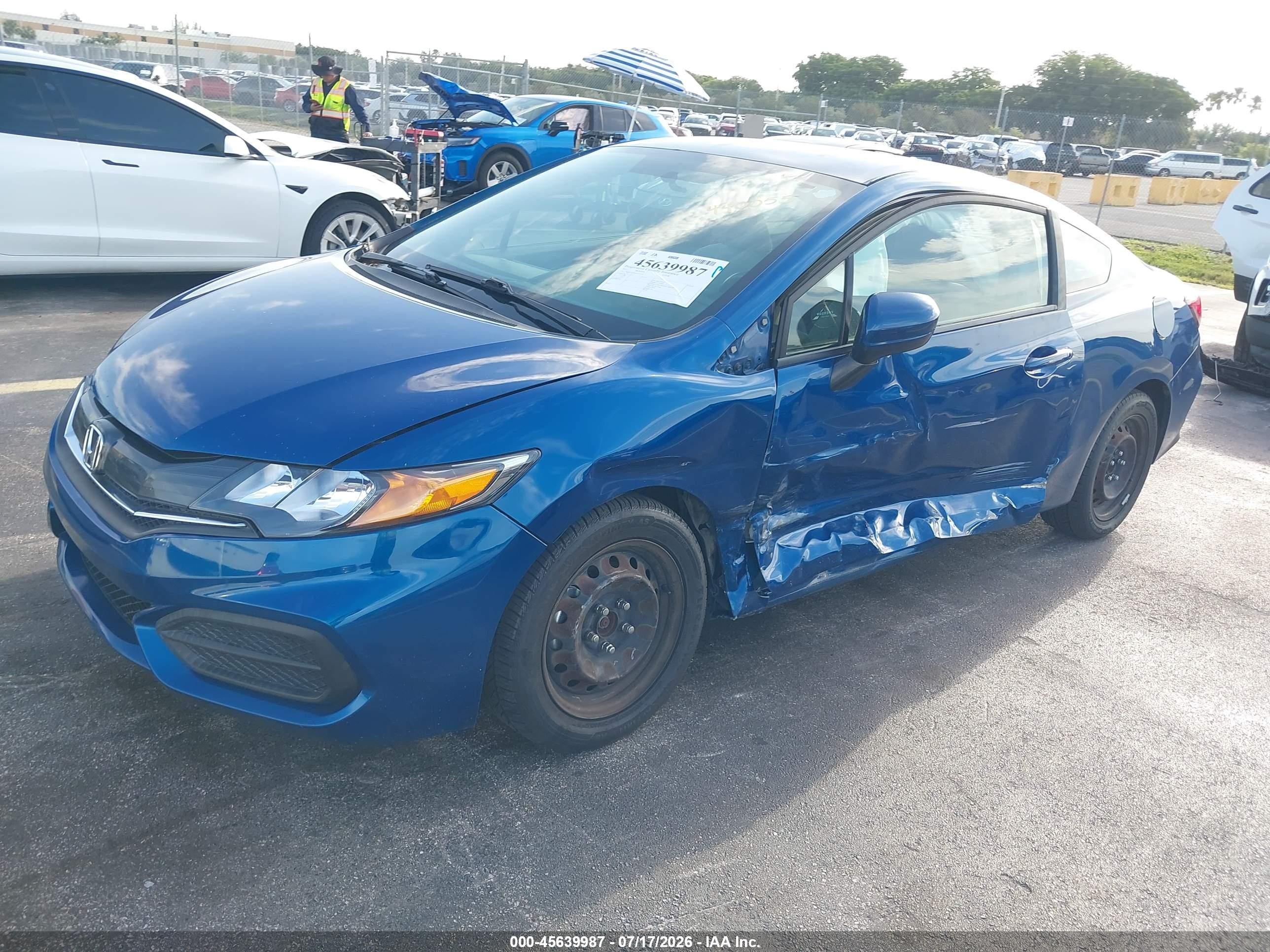 2015 Honda Civic Lx Blue vin: 2HGFG3B58FH524356