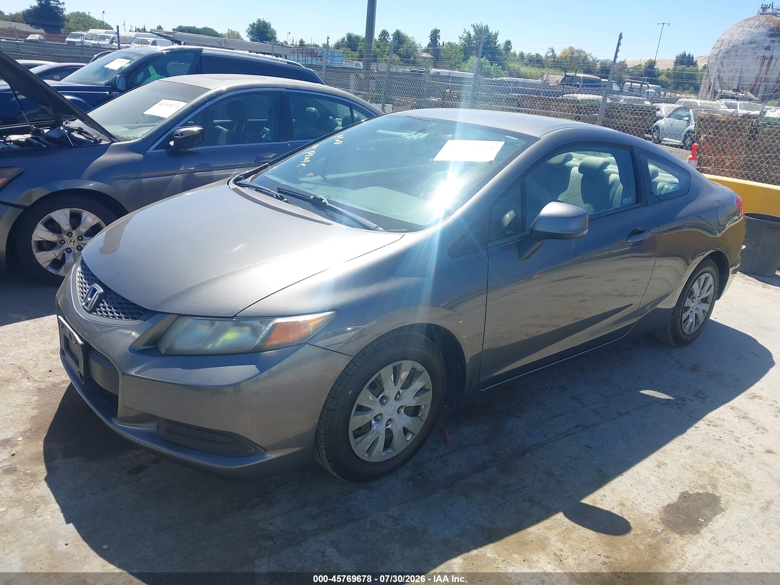 2012 Honda Civic Lx Gray vin: 2HGFG3B59CH524703